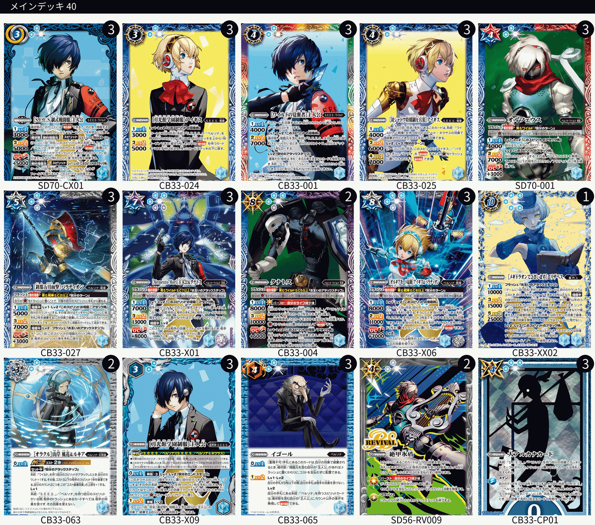 P3コラボ主人公デッキ各軸評価メモ|かぐやん/欠月P P3コラボ主人公デッキ各軸評価メモ|かぐやん/欠月P