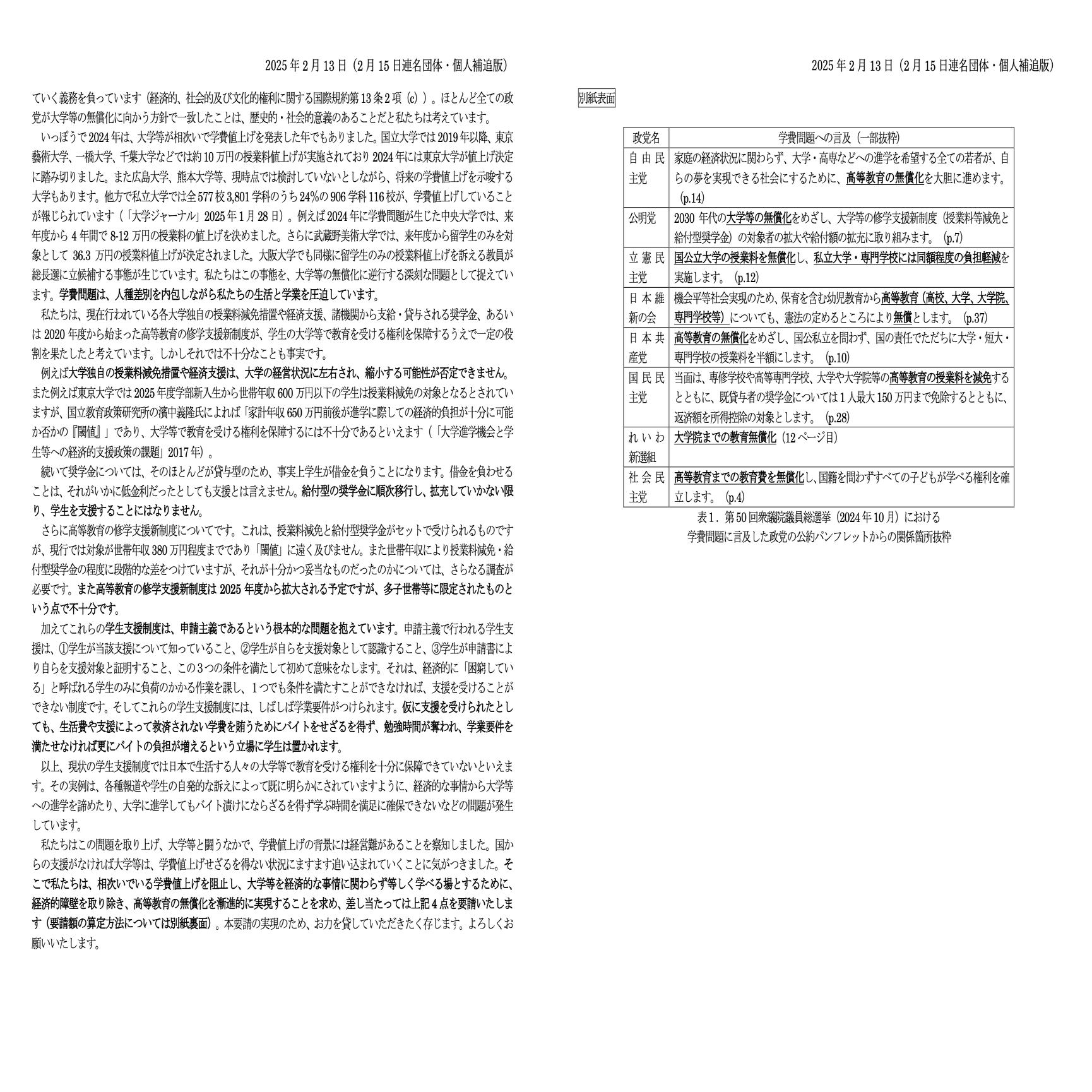 2.13院内集会「学費値上げ反対運動に立ち上がった東大、広大、大阪大