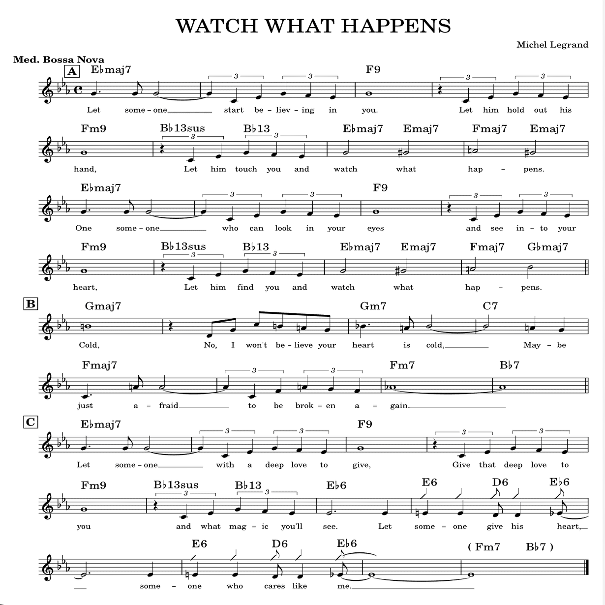 セッション定番曲その187：Watch What Happens by Michel Legrand