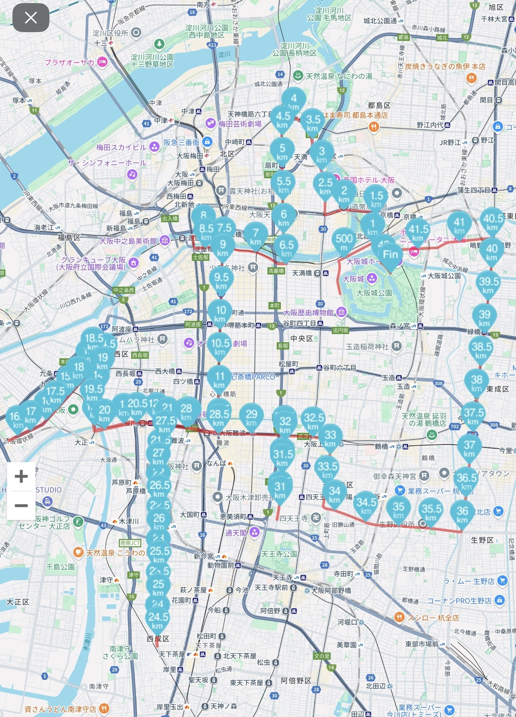 大阪マラソン2025 コース マップ｜みソ🌟