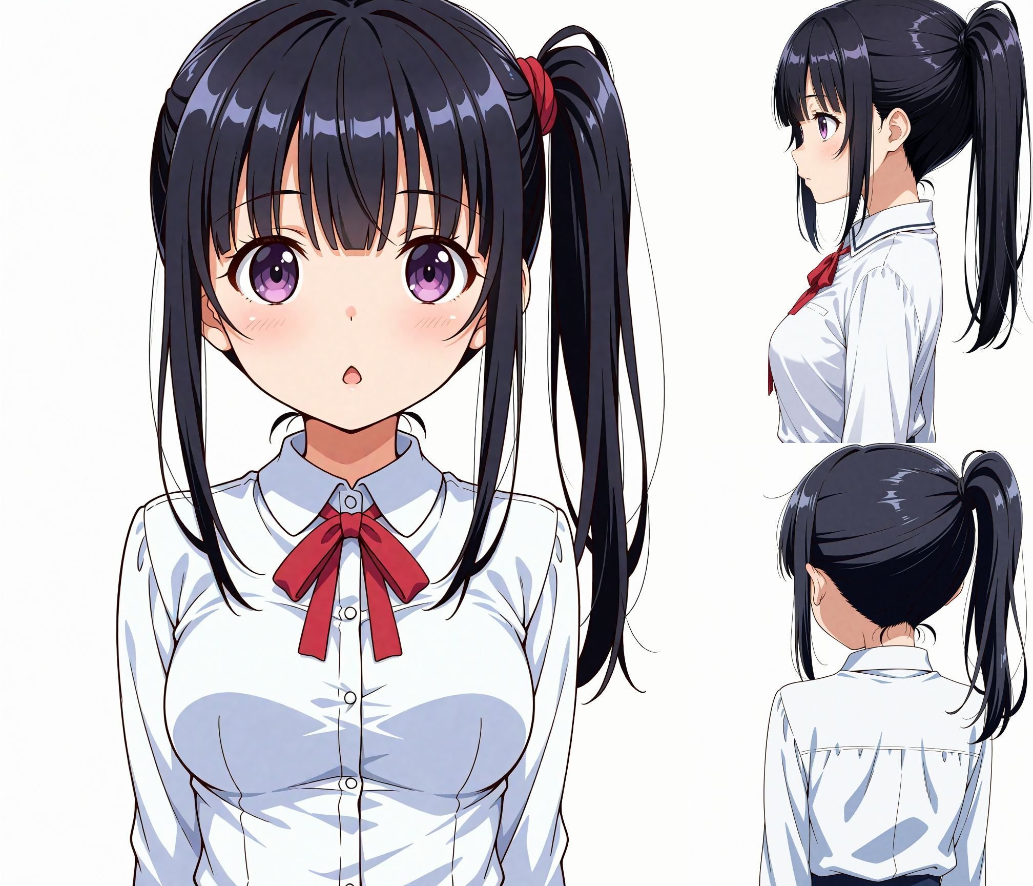 清楚なポニーテール美女＃3　色鉛筆画 色鉛筆画】イラスト 「ポニーテールの女性」【メイキング