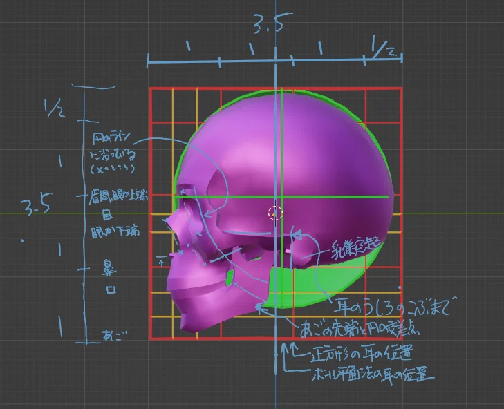 手作りCG】顔の構造｜Blenderで「頭蓋骨」まとめ｜チャレン爺さん