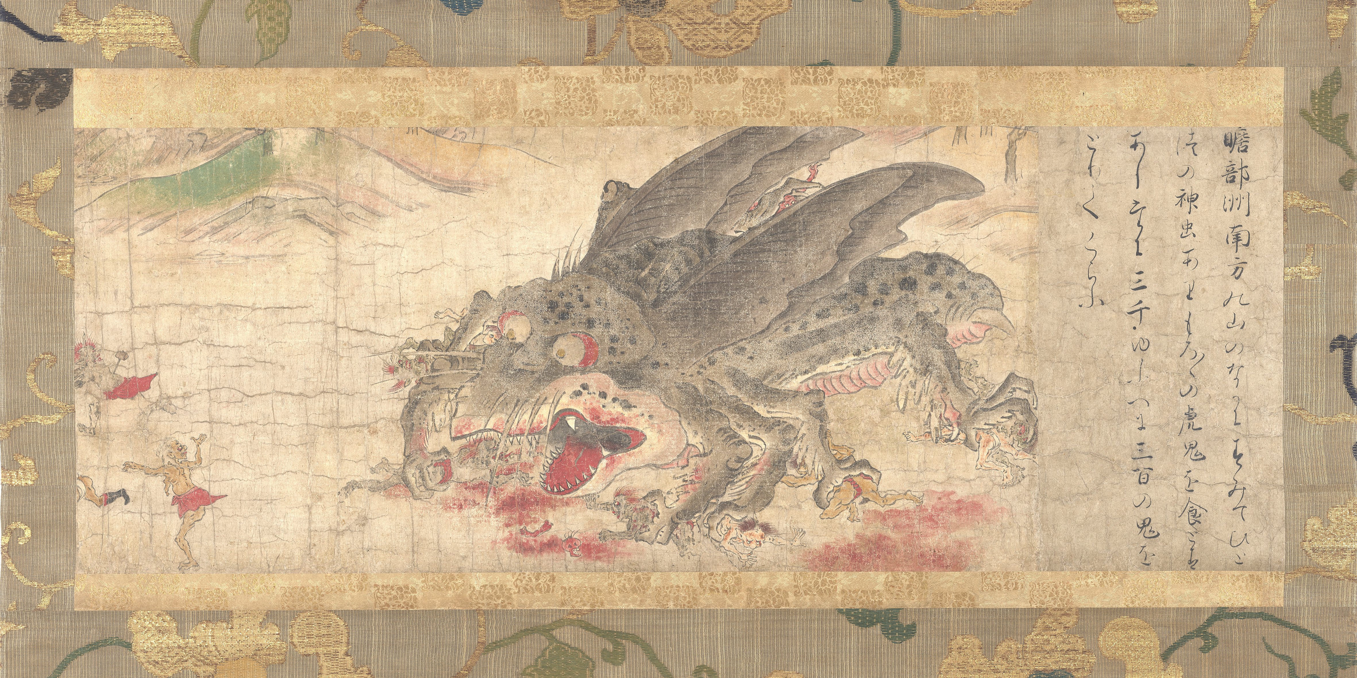 【真作】掛軸　鍾馗図　鬼を従えた厄除けの神　魔除け・疫病退散　合箱入　R90 真作】掛軸 鍾馗図 鬼を従えた厄除けの神 魔除け・疫病退散 合箱