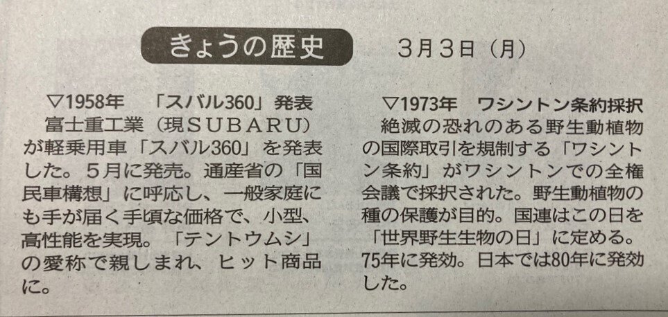 今日はスバル360の誕生日。昭和33年3月3日。開発の総指揮者の