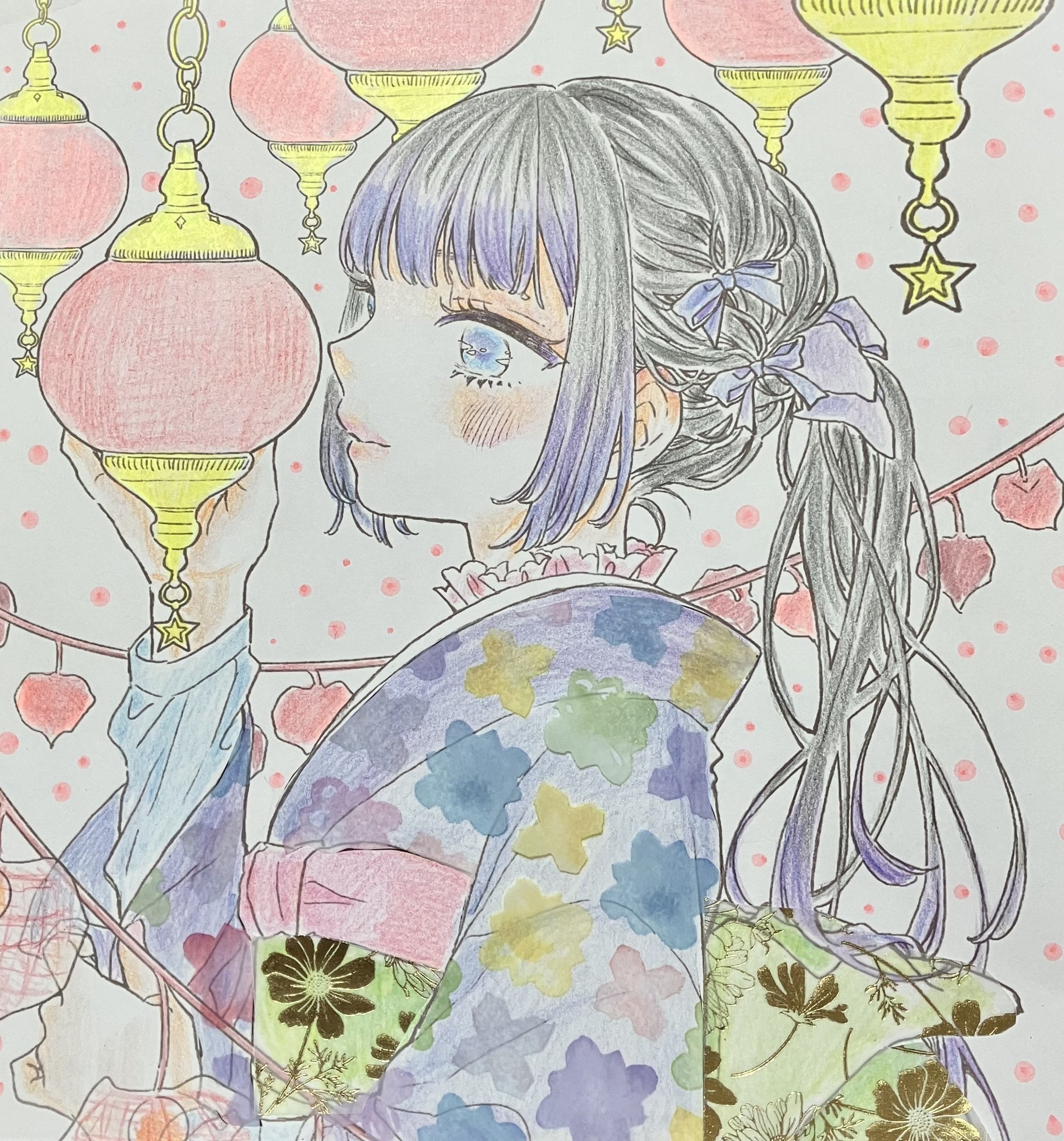 友風子 花笑み可憐な少女と美しい花のぬり絵(塗り絵記録⑥)｜えいみ