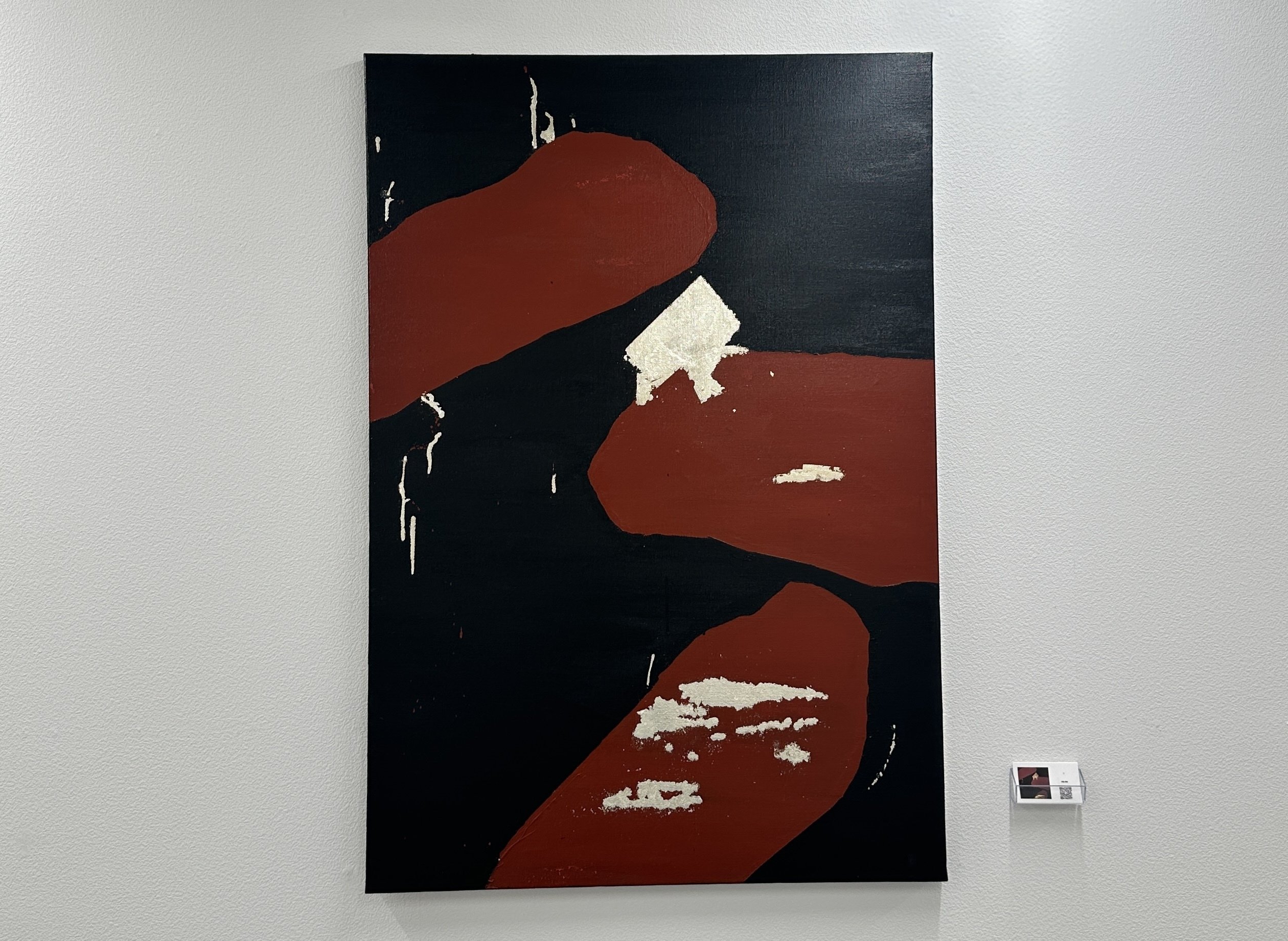 作者不詳 赤と黒の抽象画 キャンバスアート 1972年 作者不詳 赤と黒の