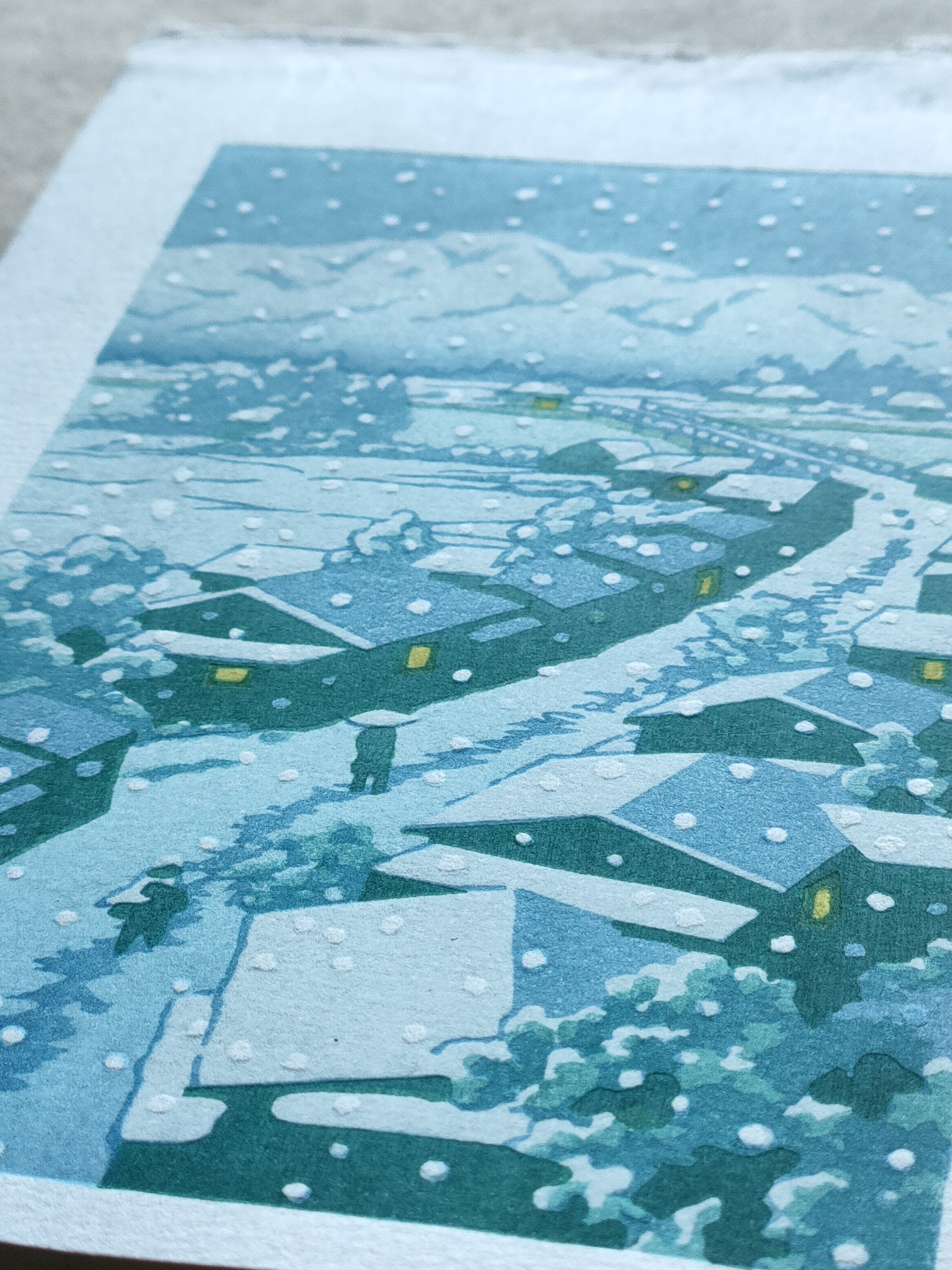 ちょこっと木版画の中へ『雪の夜』絵師:川瀬巴水｜康恵のアトリエ