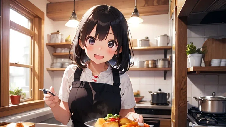 料理してる女の子