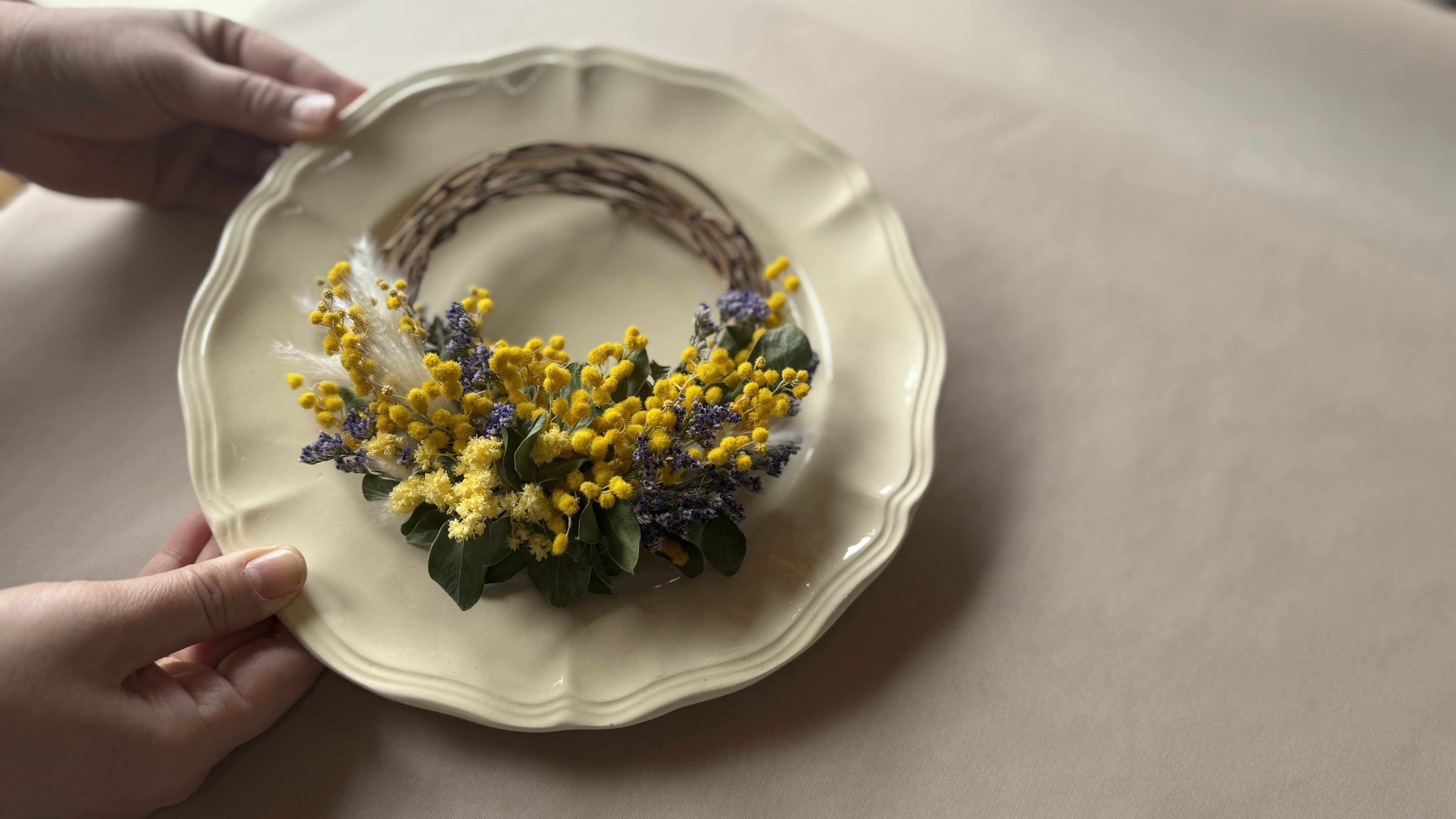 ○売却済○パールアカシアのハーフリースミモザリース(約24cm)