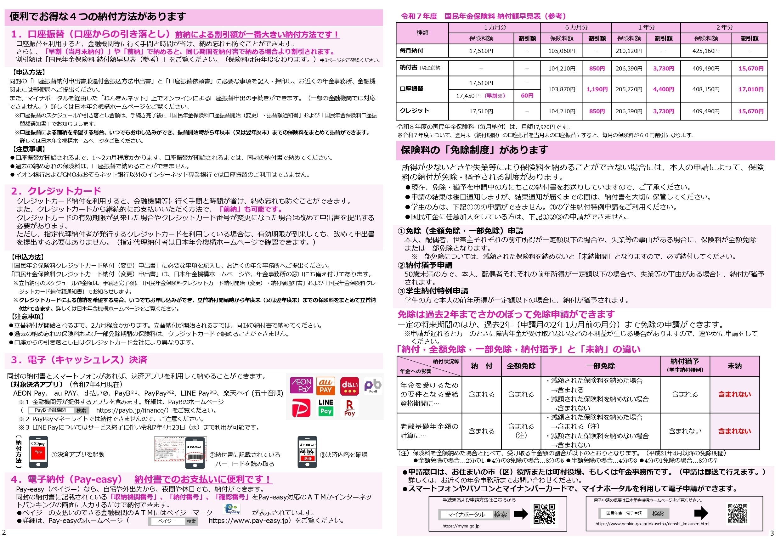 たまページ 日本年金機構が令和7年度の国民年金保険料の納付書を送付｜社会保険研究所