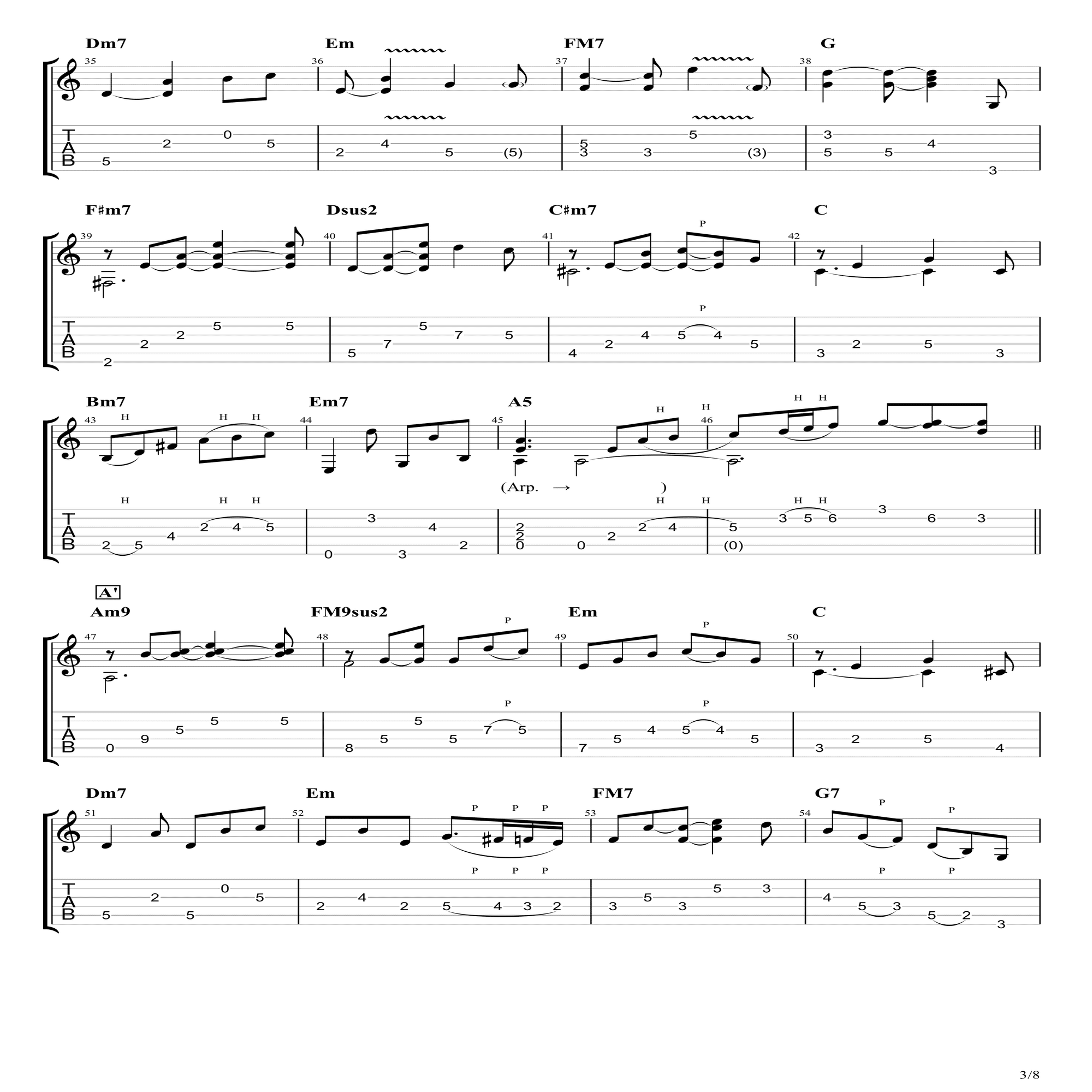 多調(ポリトーナル)のソロギター曲「Mirror Dance」(TAB譜)｜水嶋稜威