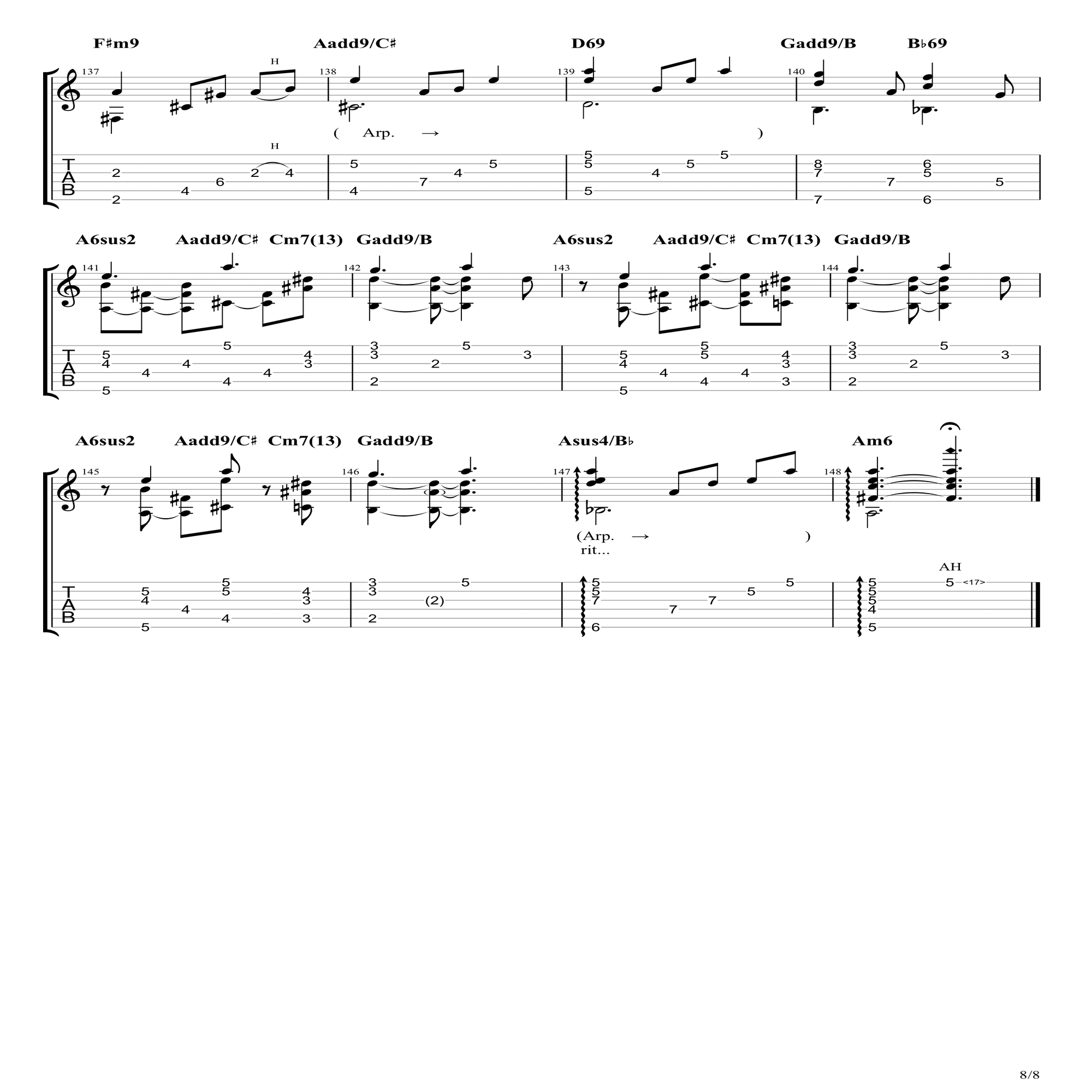 tab譜 多調(ポリトーナル)のソロギター曲「Mirror Dance」(TAB譜)｜水嶋稜威