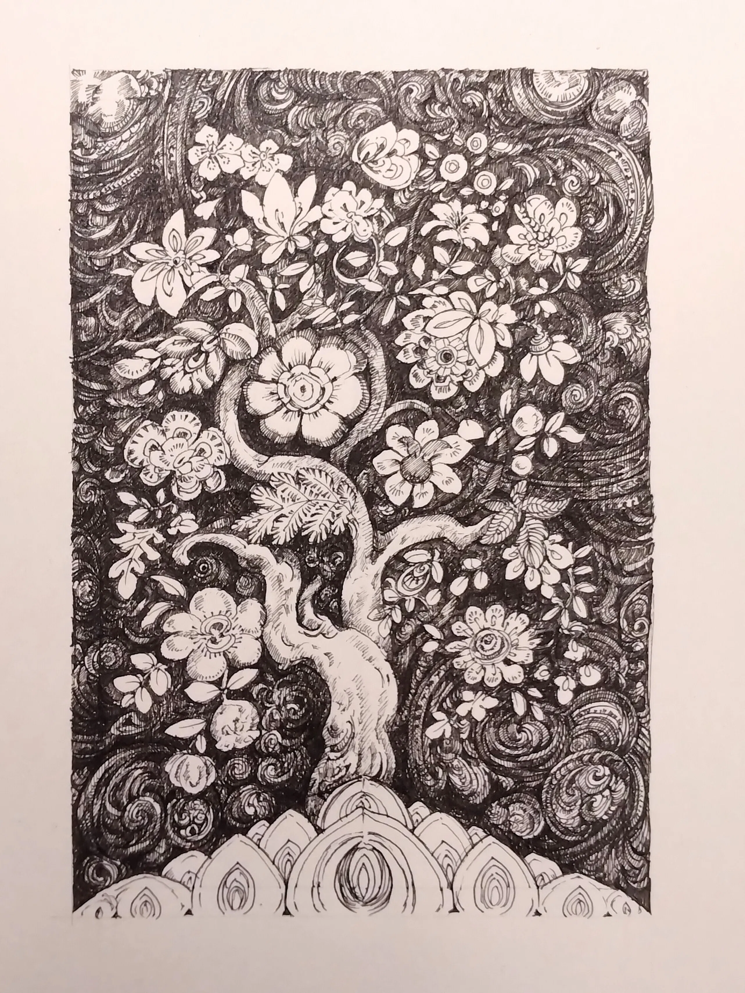 久しぶりにペン画しました｜巳白