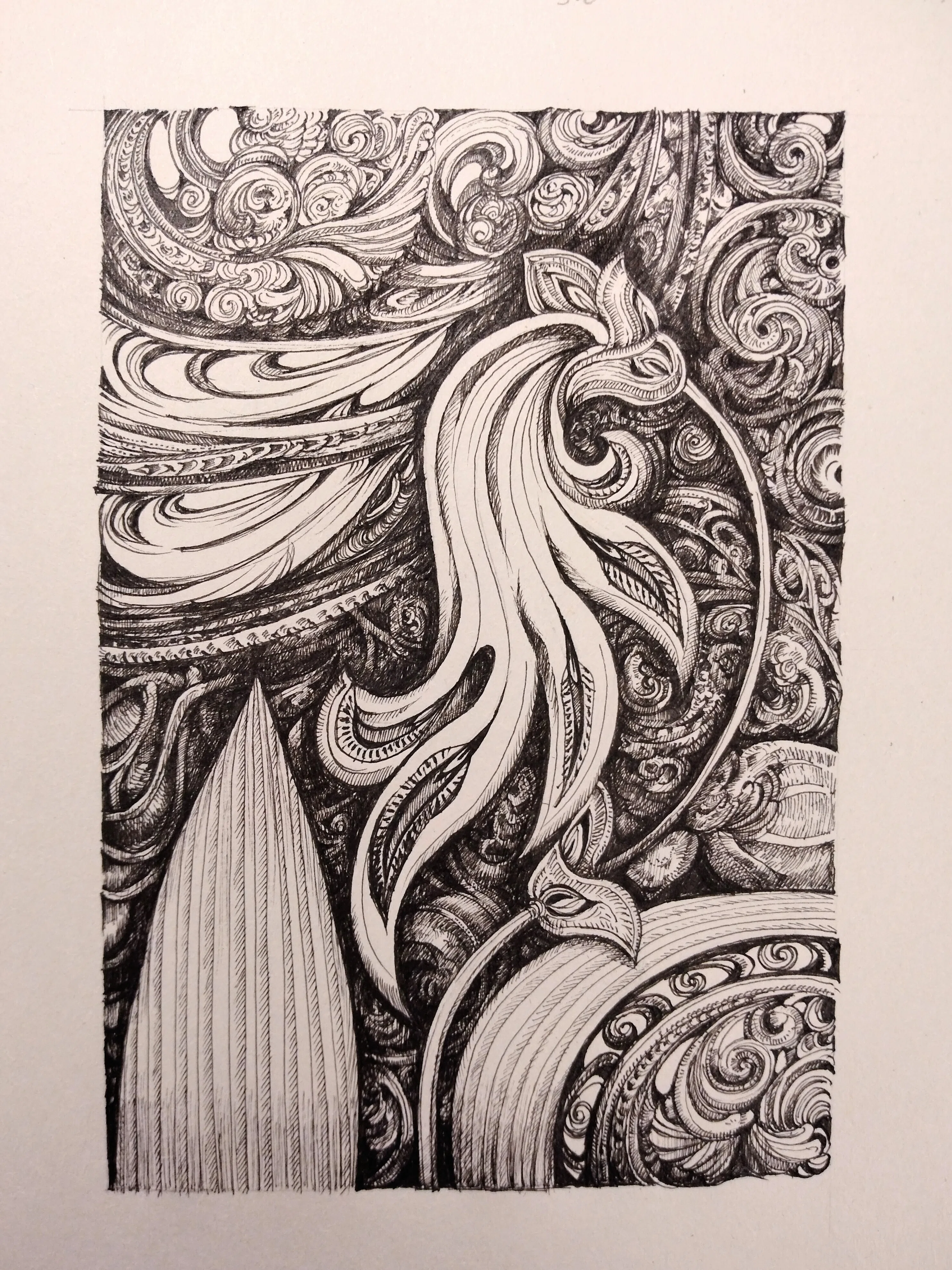 久しぶりにペン画しました｜巳白
