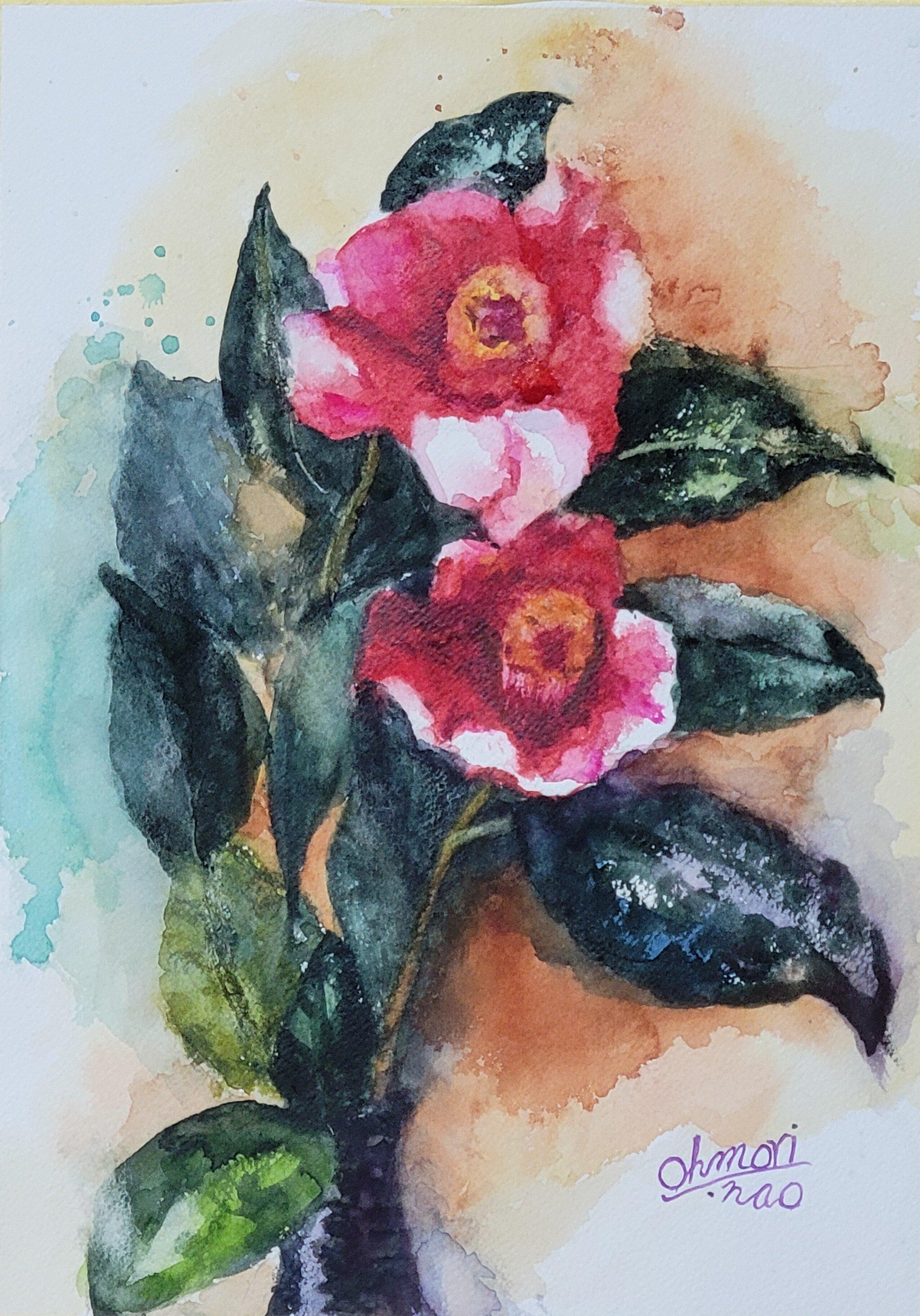 椿」（透明水彩A4）｜おおもり なお【大森尚行】