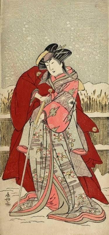 真作】本物浮世絵木版画 歌川豊国【大評判 岩井半四郎】江戸期 傘下美人