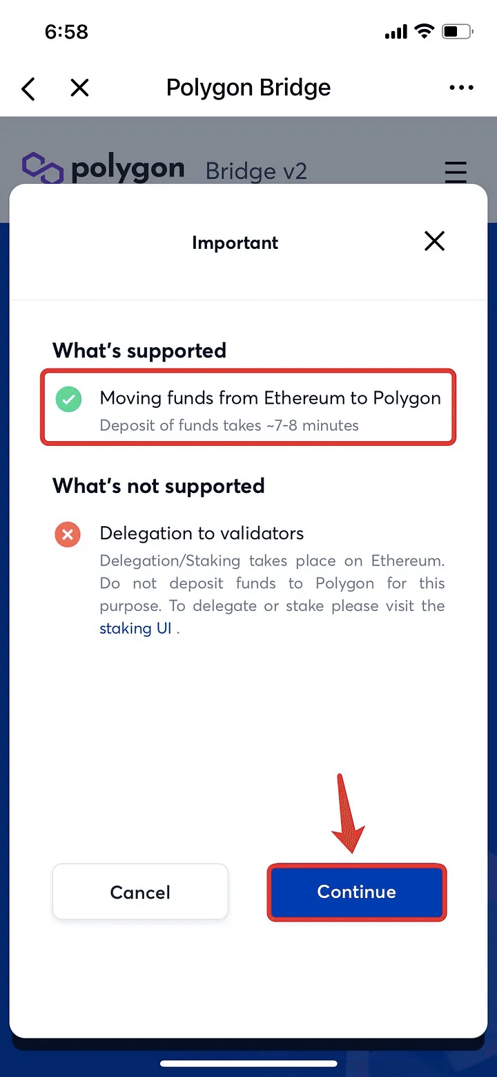 クロスチェーン操作のためにTokenPocketでPolygon（Matic