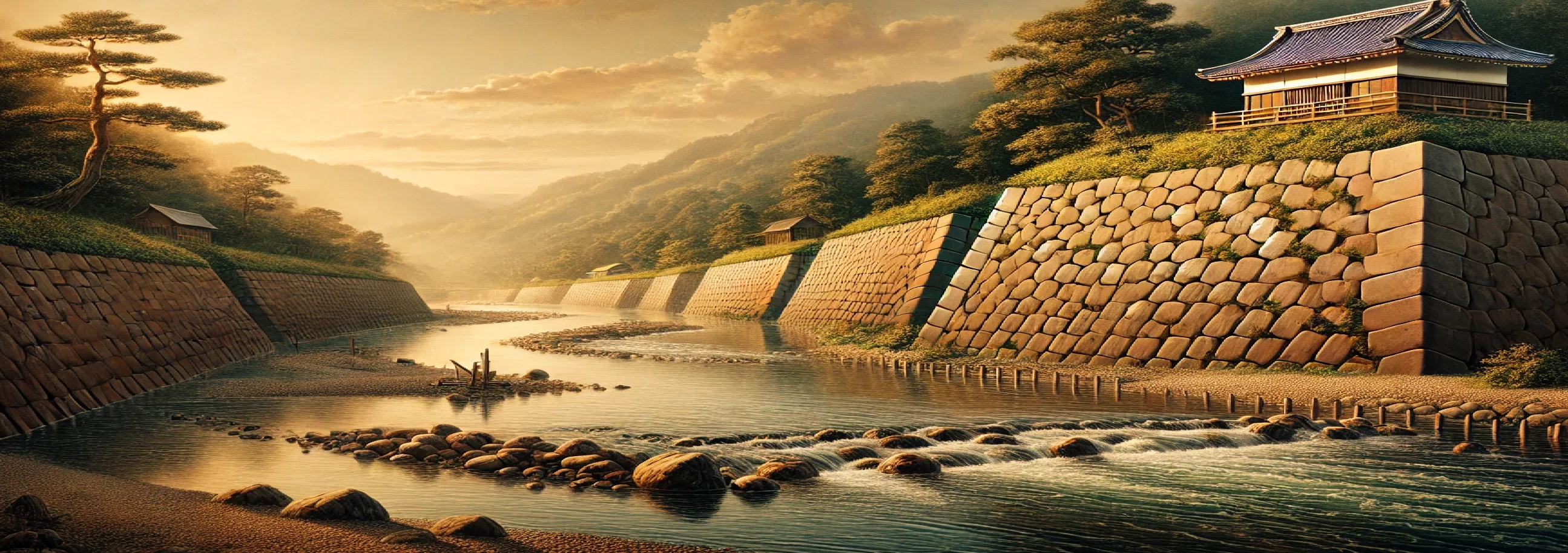 薩摩、風景画手描き 駿府を守った薩摩土手 歌絵編 第2章 歴史と未来を紡ぐ物語 ｜祭門飛鳥