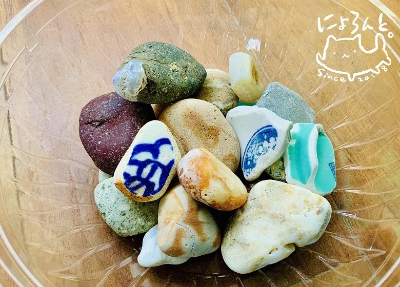 ぎょくすいと瑪瑙とシーグラス、陶片！河津浜海水浴場で