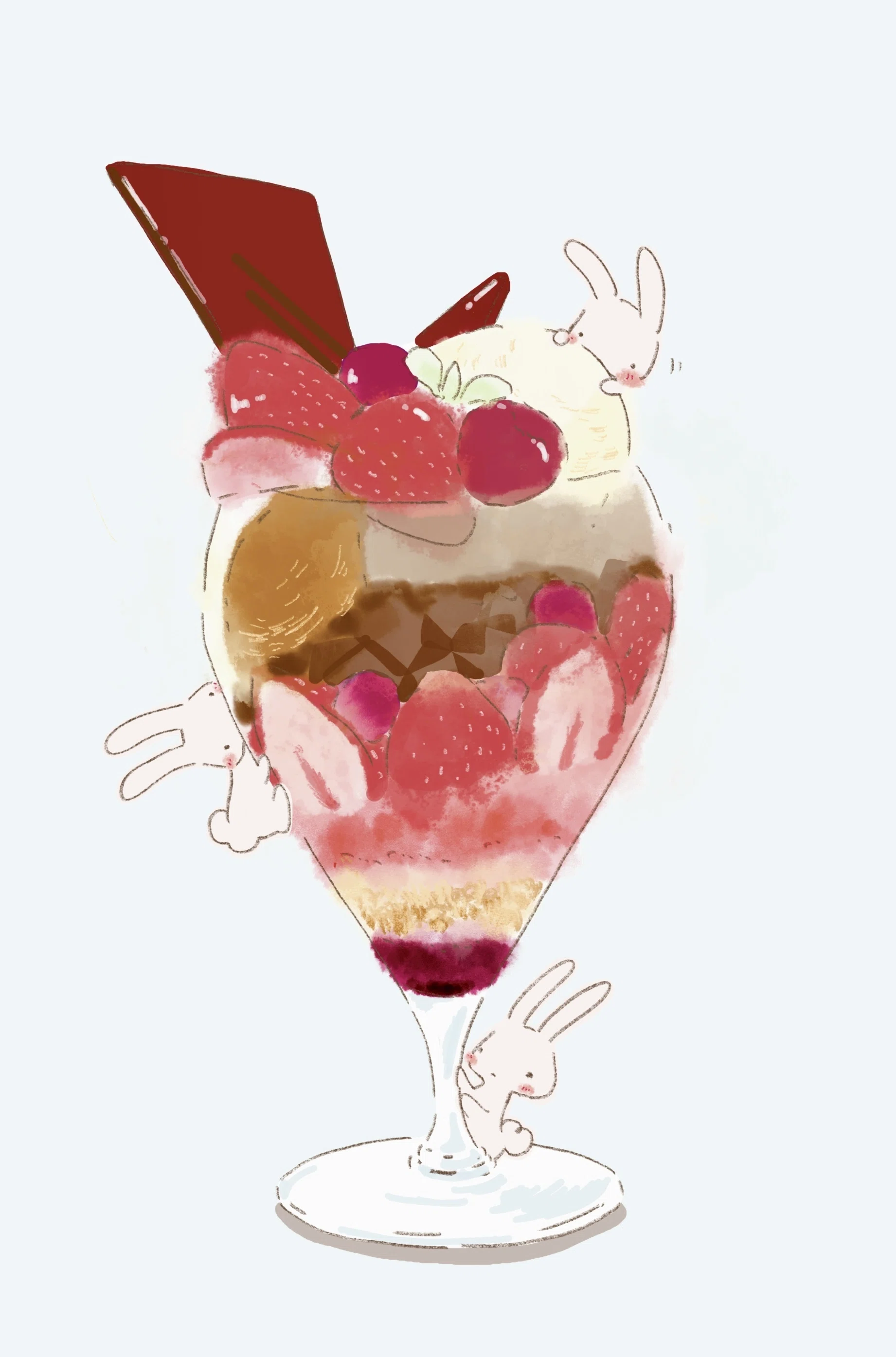 イラスト】ホワイトデーにパフェ うさみとかも＃65｜usami_kamo