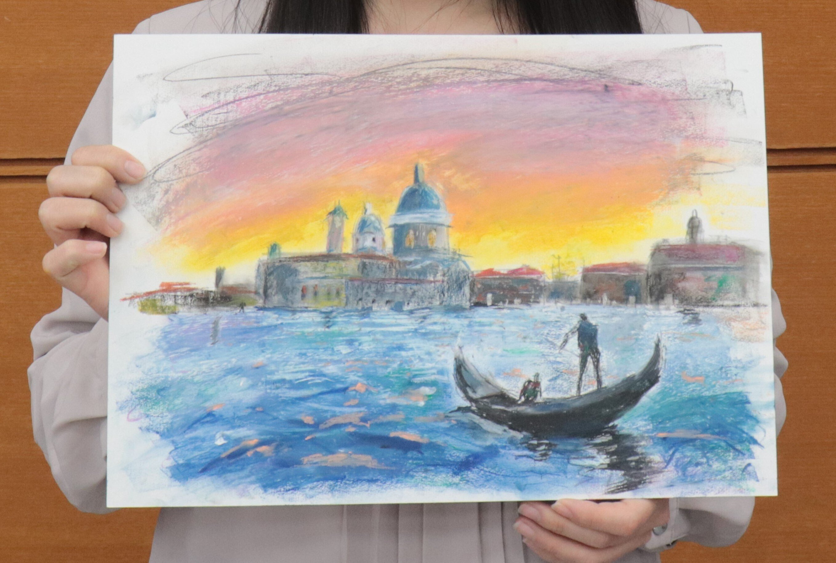 ヴェネチアの夕陽を描く🌇柴崎先生のアートクレヨン教室（2月
