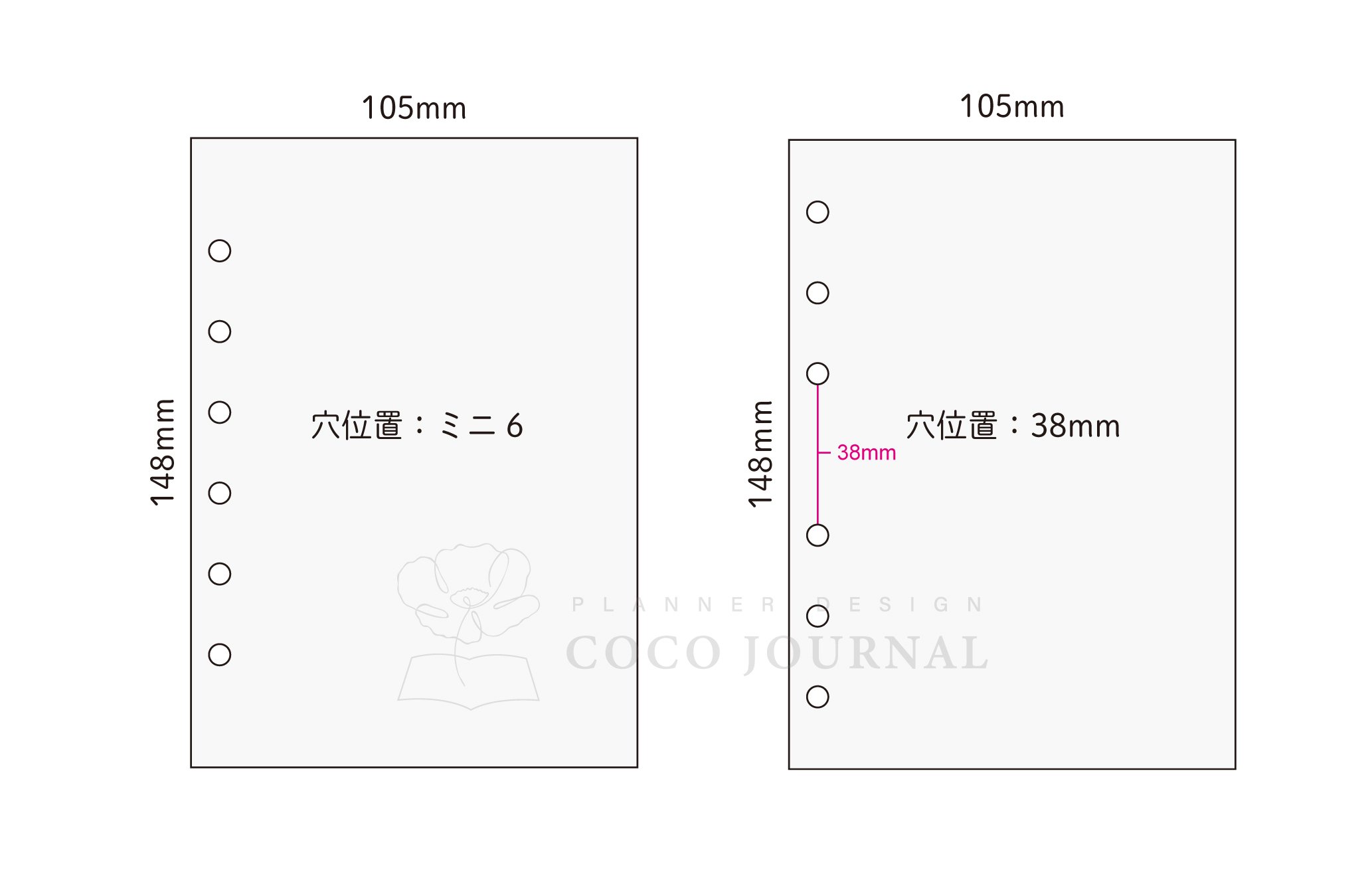 A6 weekリフィル blackデザイン クリアケース付きweekリフィルblack