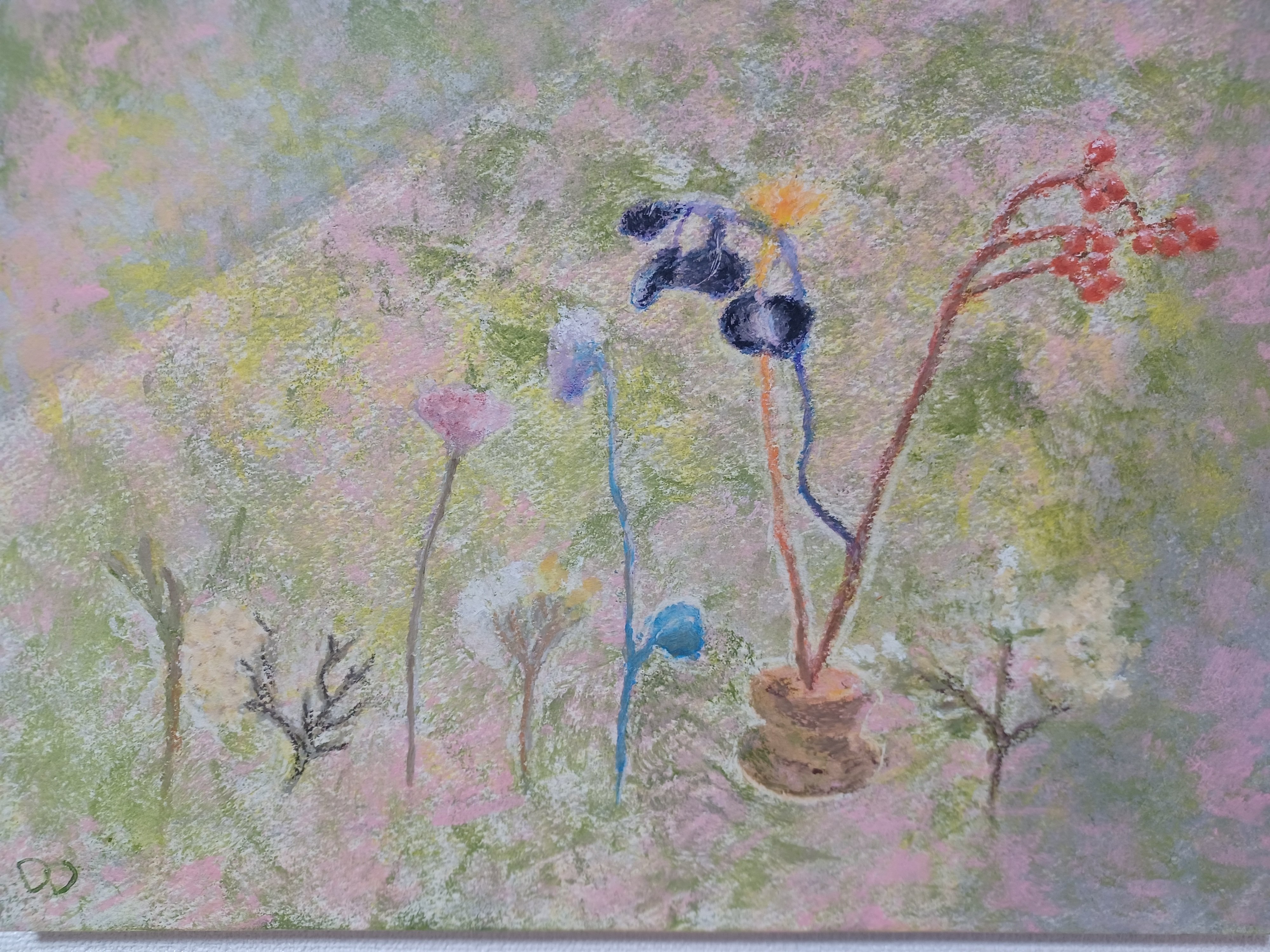 花のパステル画宙花