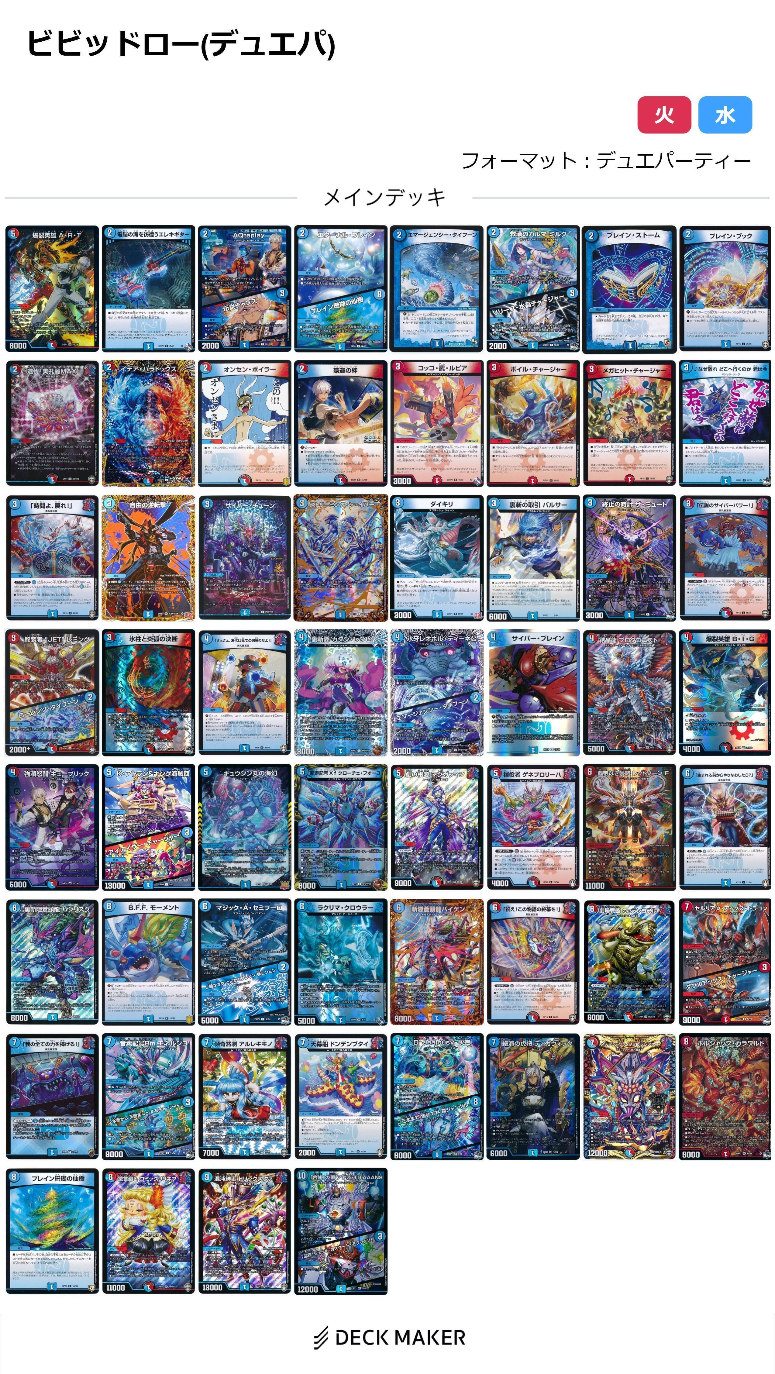 デュエパーティー 赤青ART統率 ビビッドロー軸(レベル2想定)｜三矢雪丸