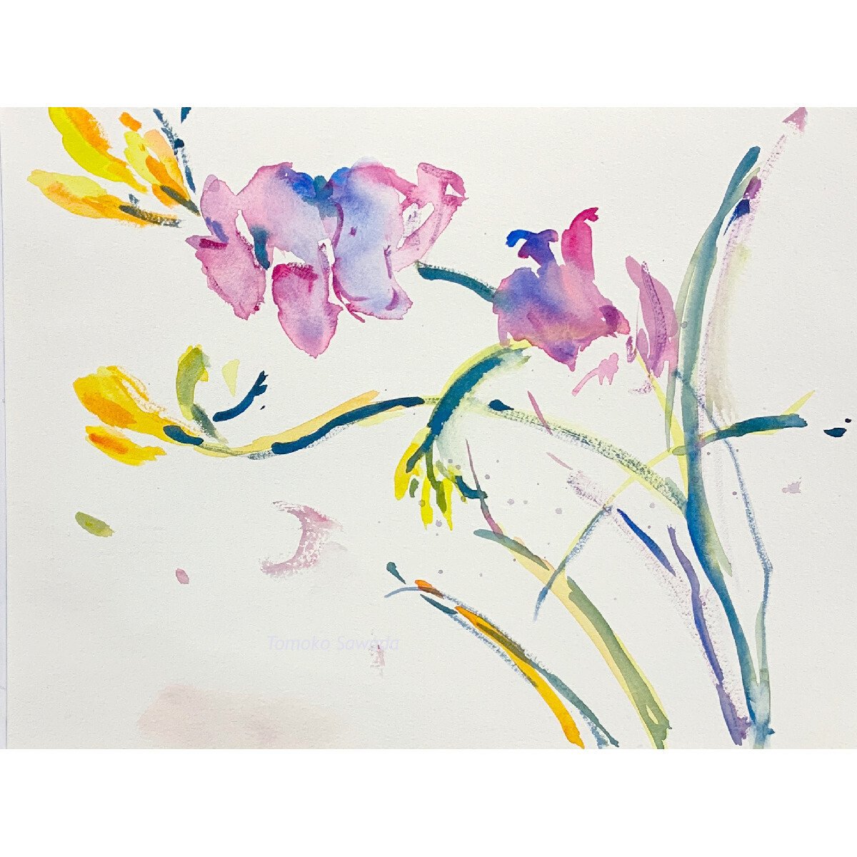 水彩画ー早春の花 2｜ともこ （絵・コラージュ・詩） 