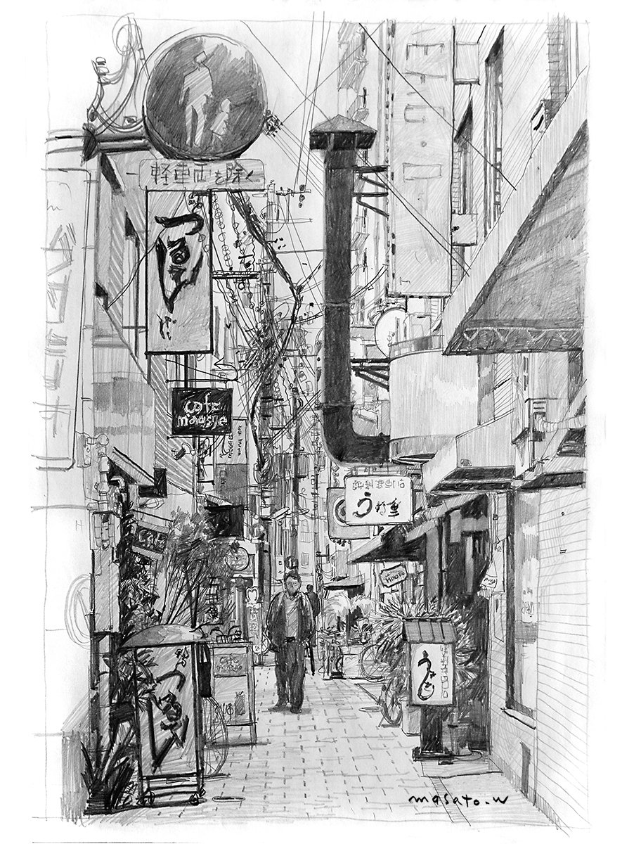 水彩風景画を描くために、鉛筆スケッチの練習をする｜MASATO ART WORKS