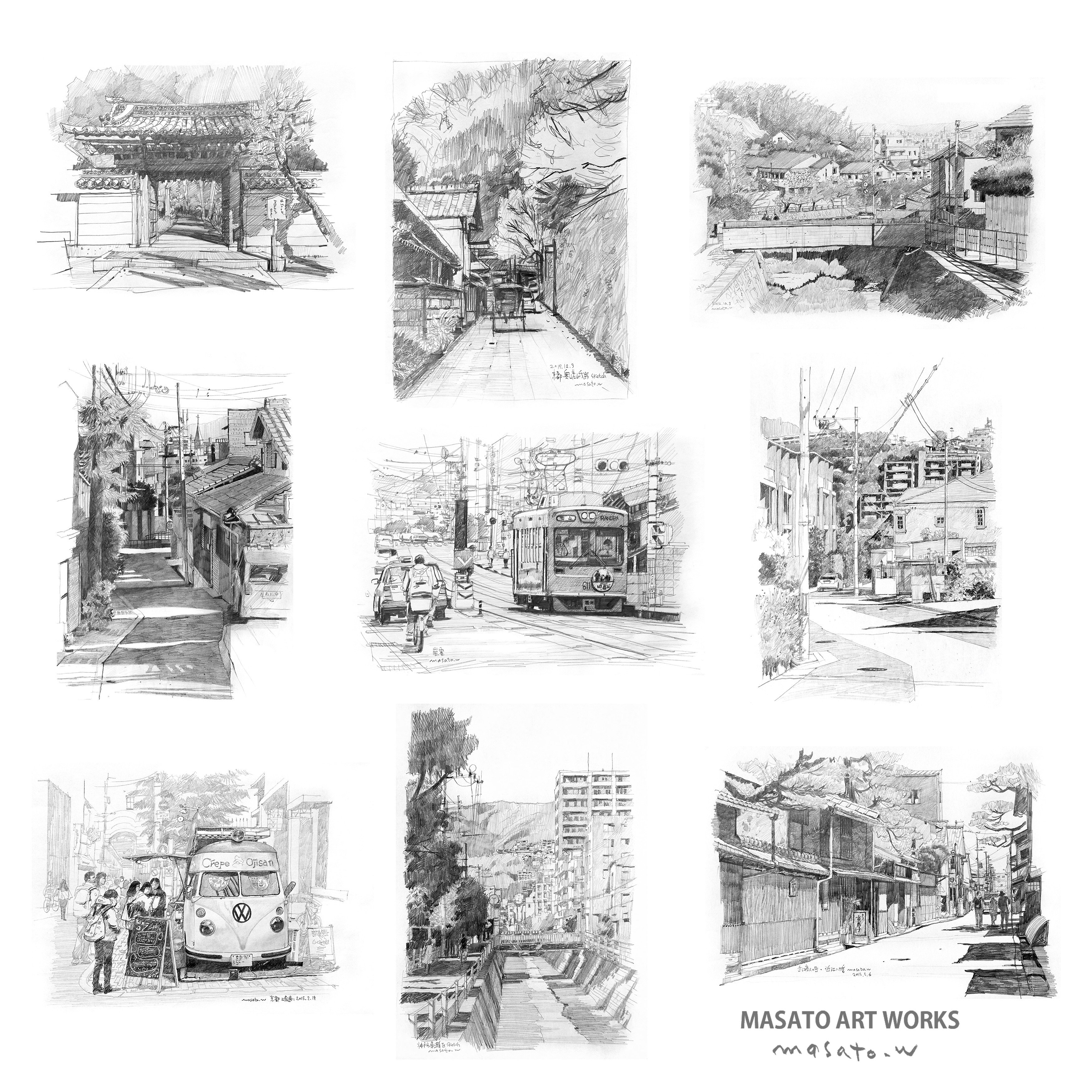 水彩風景画を描くために、鉛筆スケッチの練習をする｜MASATO ART WORKS