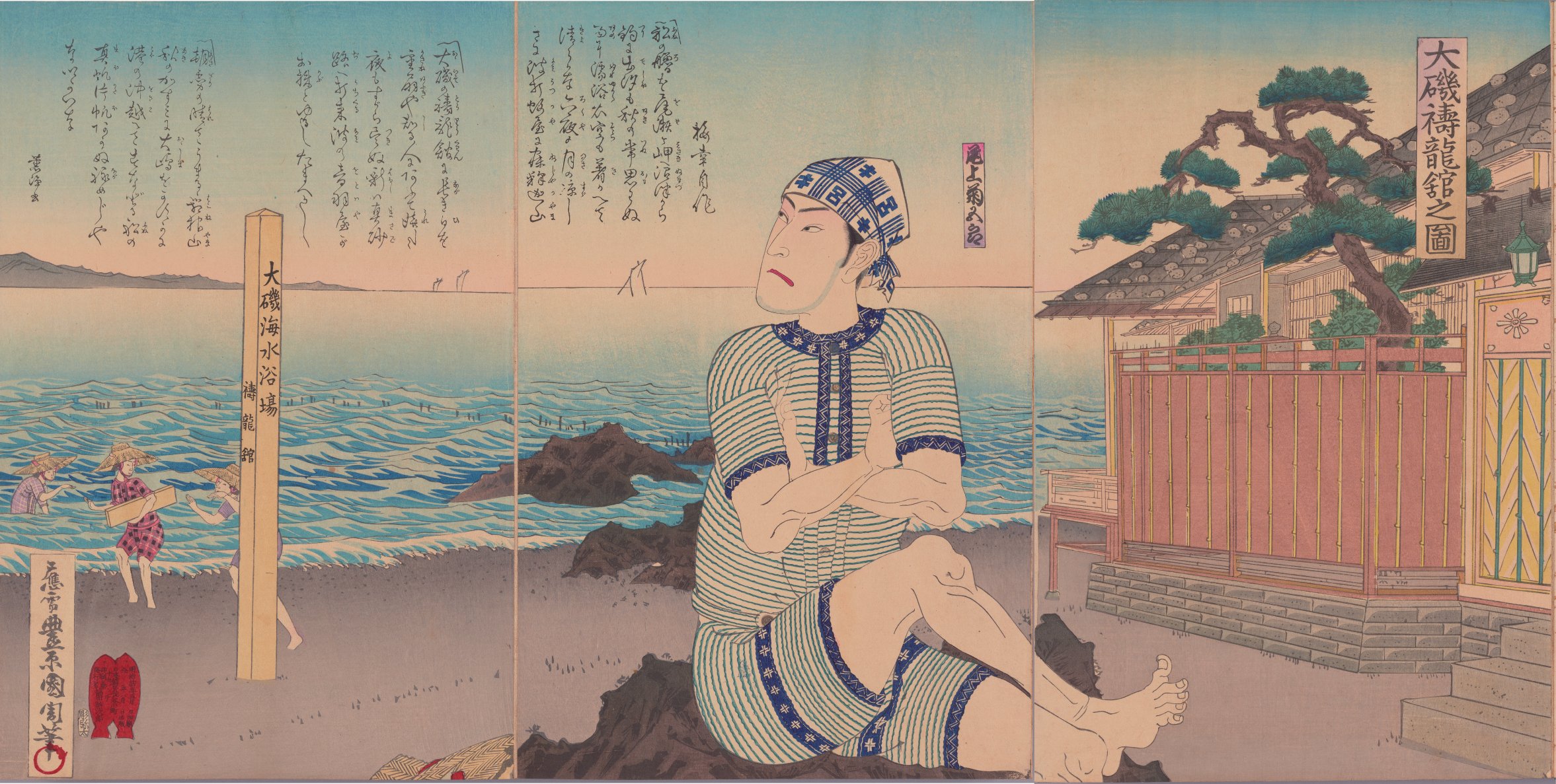 真作】本物浮世絵木版画 豊原国周【葵艸松の裏苑 家定公御台所