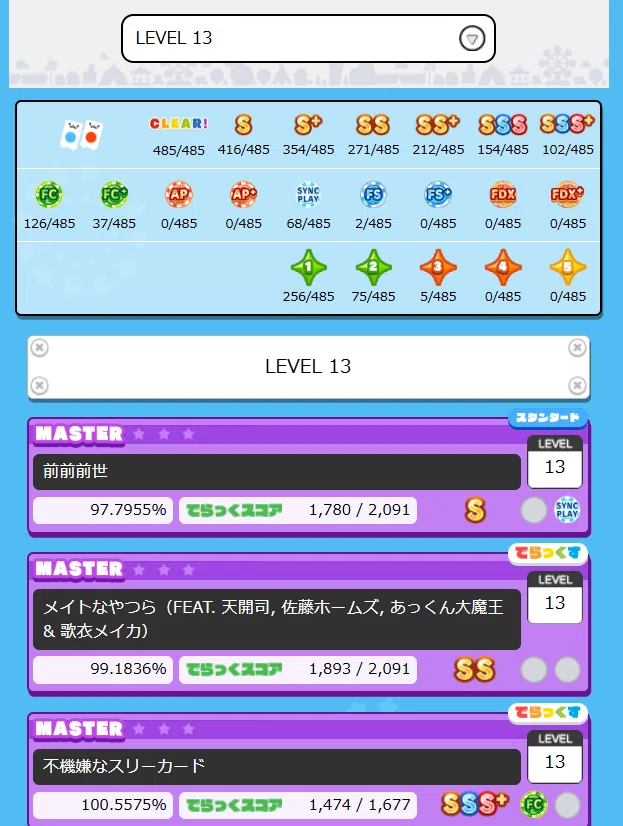 maimai PRiSM PLUS 個人的Lv13.0（74譜面）【音ゲー#10】｜250/に