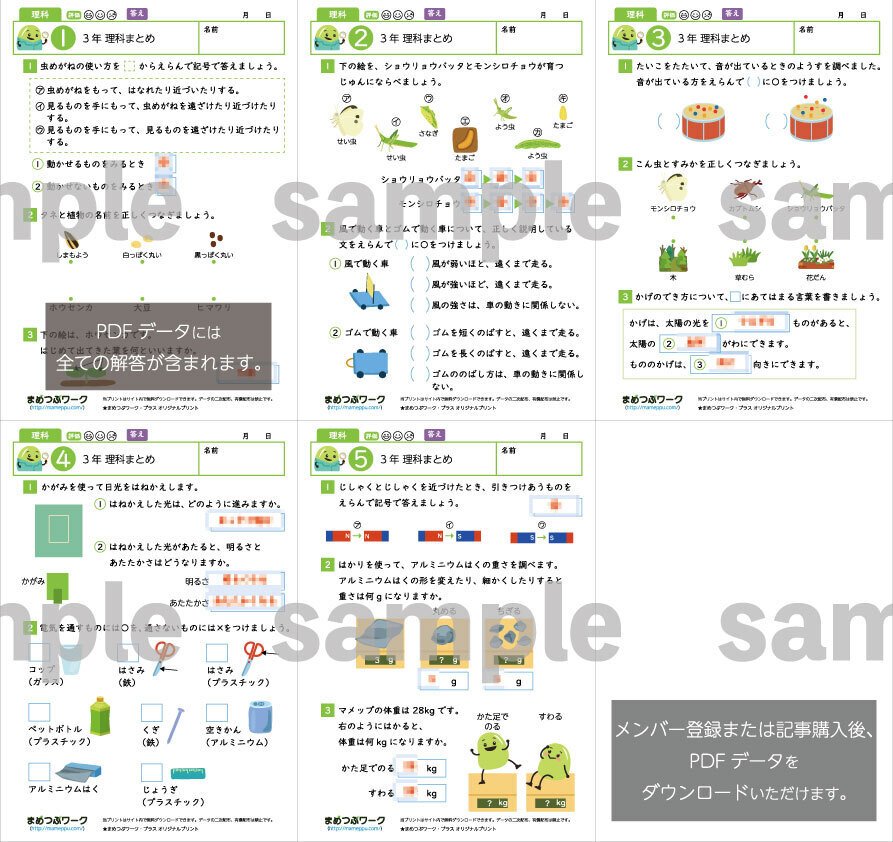 小学校3年生 理科 問題集＆ワークシート「じしゃくのふしぎを
