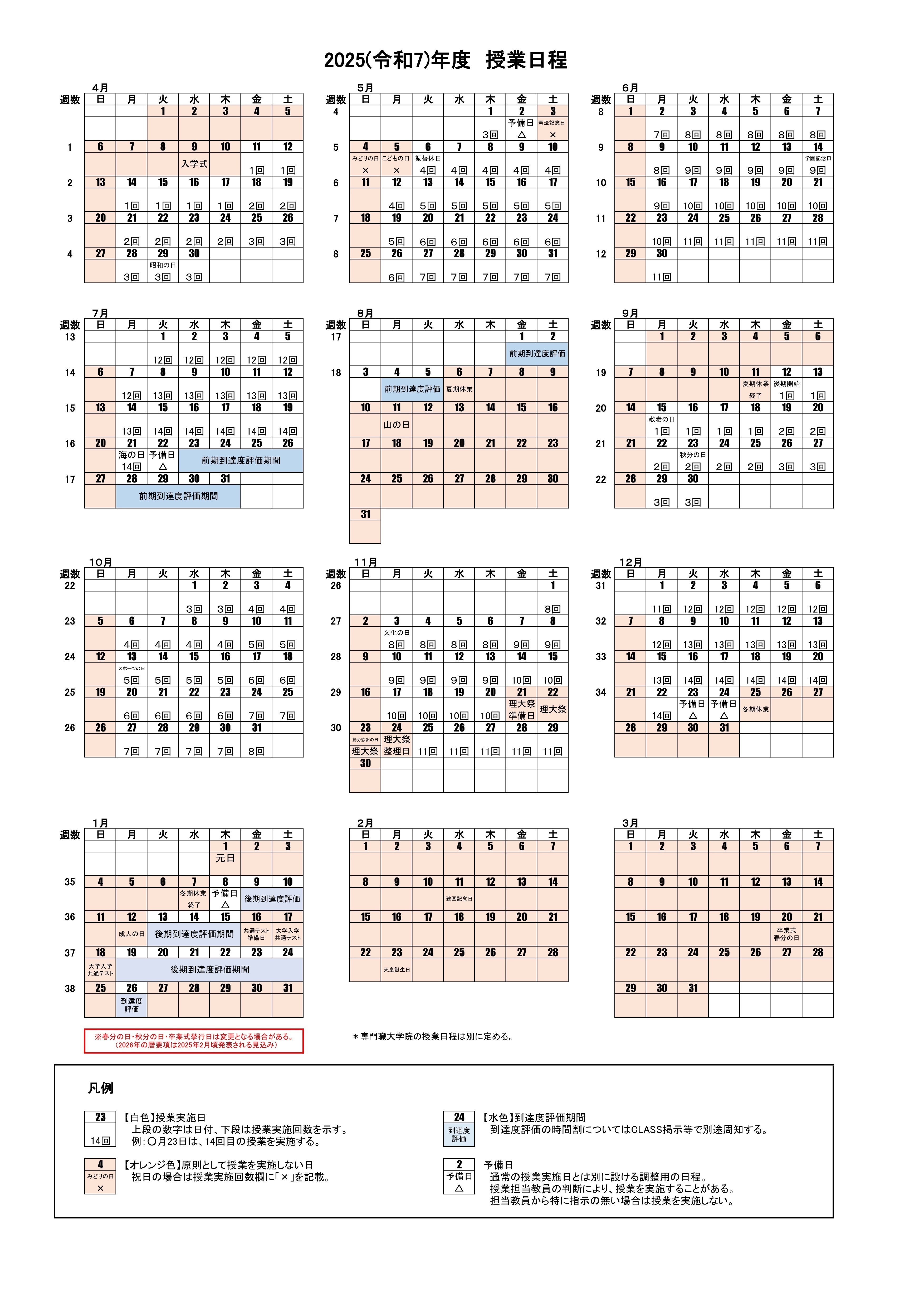 理科大 新入生向け】 年間スケジュール 解説｜SiELiN(しえりん)