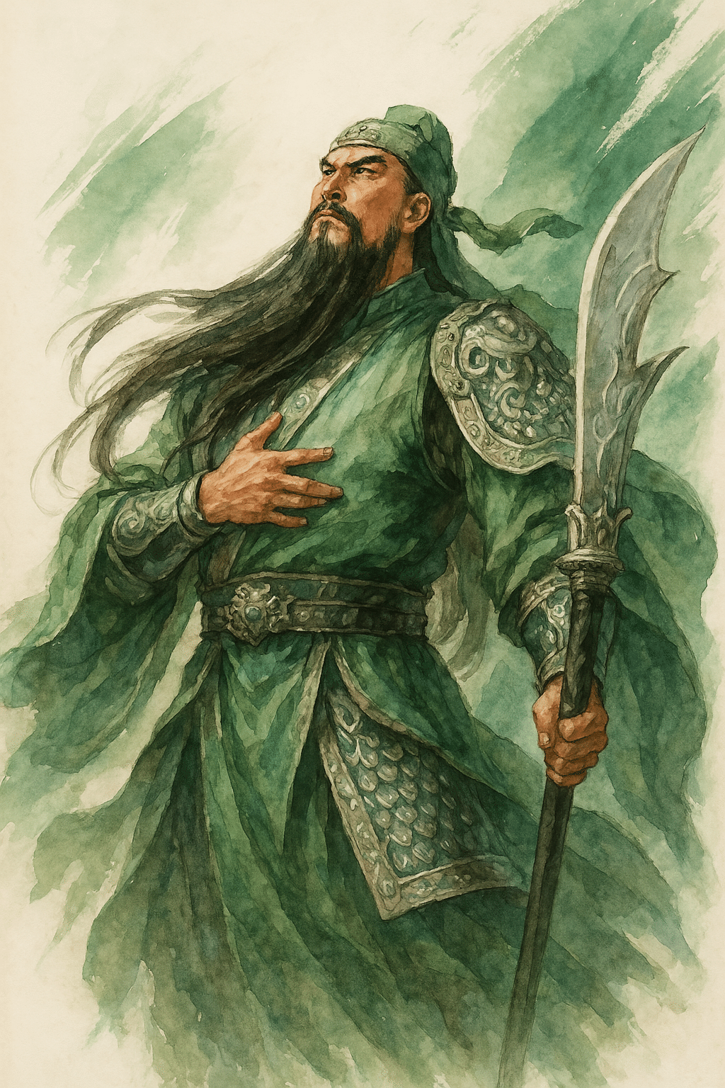 夜読春秋 関羽 関雲長 三国志の人物 水墨画