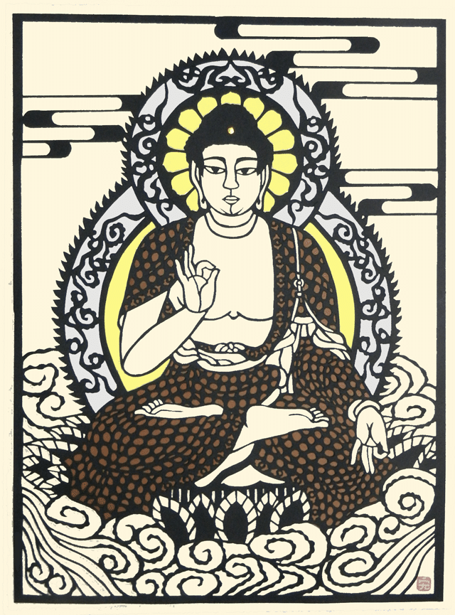 切り絵 阿弥陀聖衆来迎図 ＃1 阿弥陀三尊像｜hiro@moriken