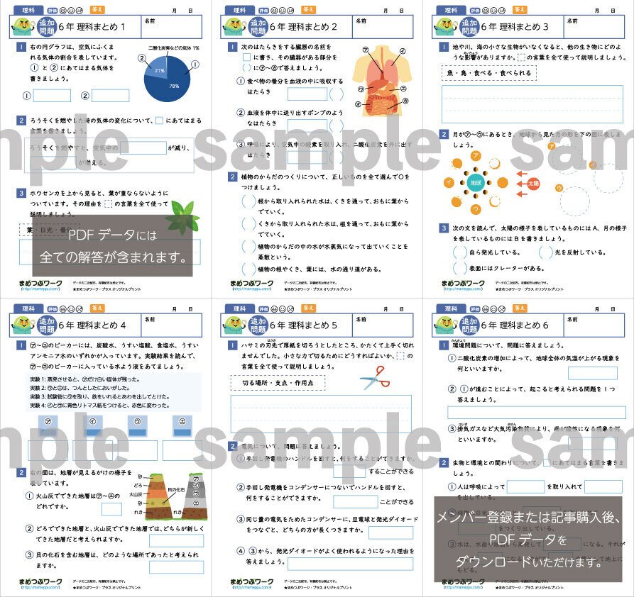 SAPIX 6年 理科 記述の総復習 中学受験 サピックス 全18回