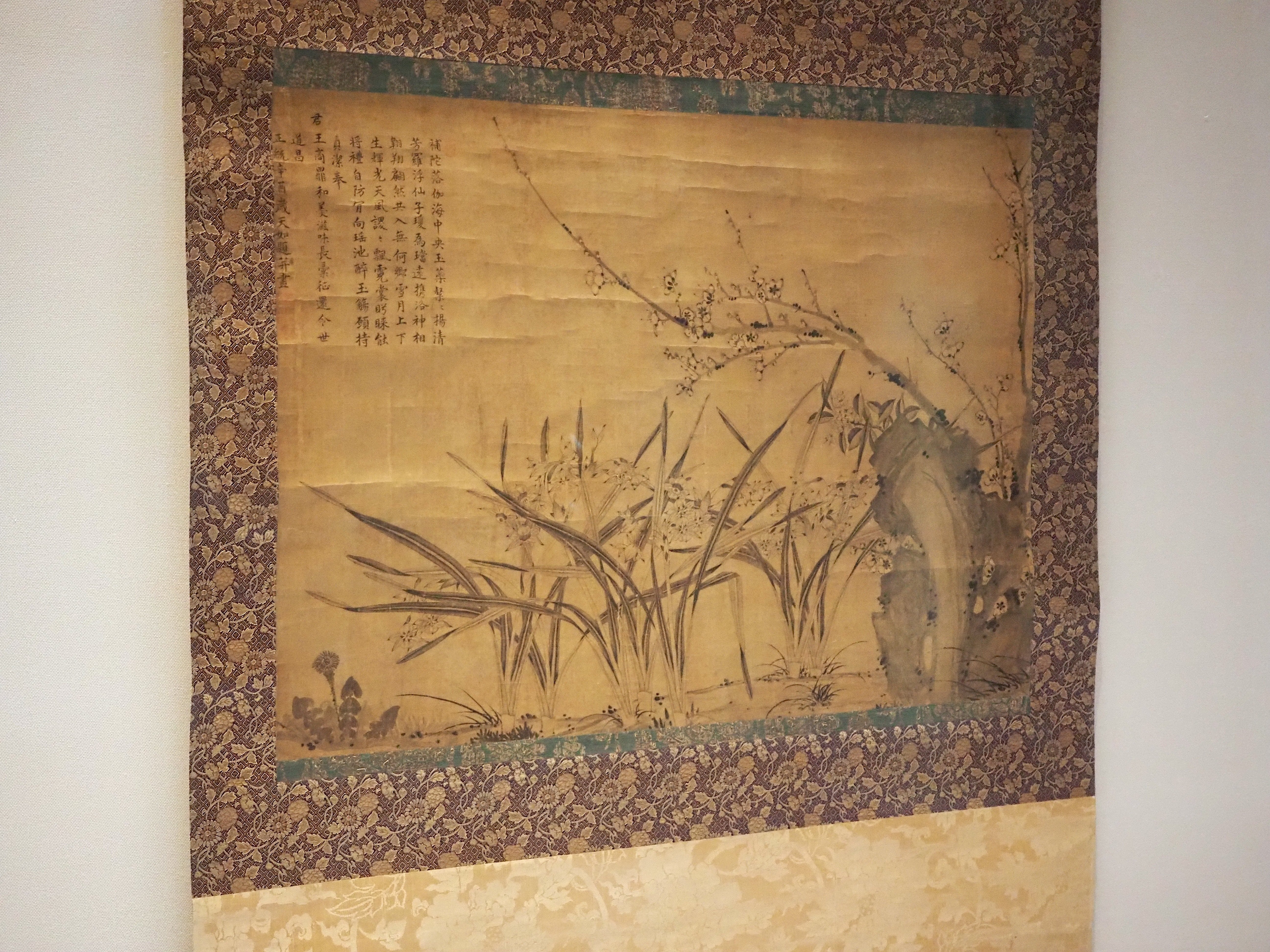 中国書画　斉白石　工芸模写　梅花図　めくり　V 4013 中国書画 斉白石 工芸模写 梅花図 めくり V 4013