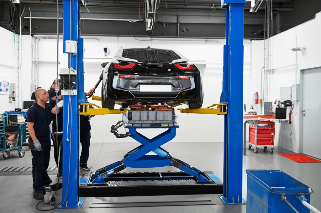 BMW i8のバッテリー交換作業の様子