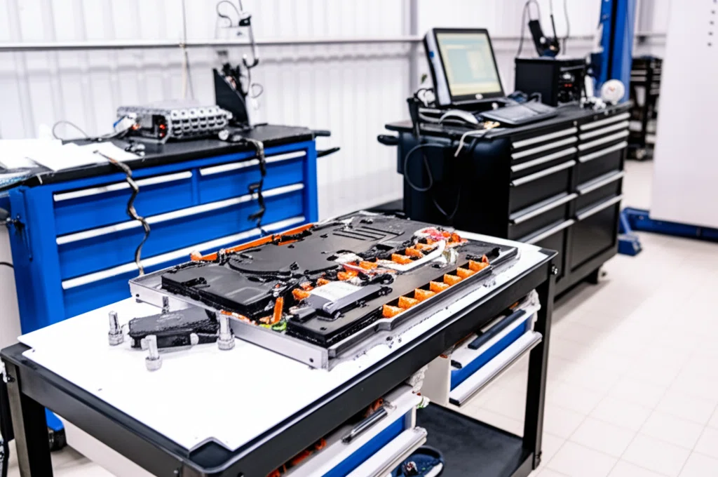 BMW i8のバッテリー交換作業の様子