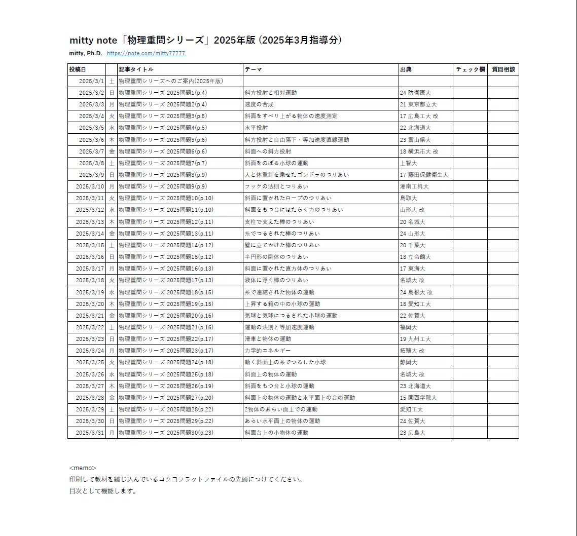 物理重問シリーズ 2025問題1(p.4)｜mitty, Ph.D.