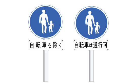 歩行者専用」の補助標識「自転車は通行可」｜道路標識マニア
