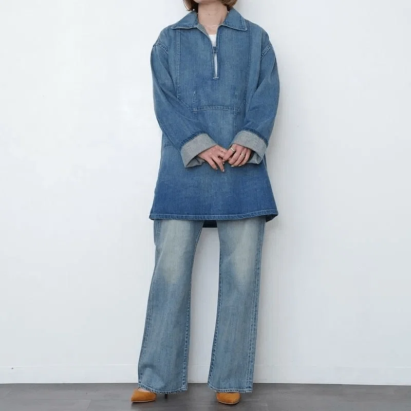 AURALEE】SELVEDGE FADED LIGHT DENIM P/O SHIRT ｜THIRTY' THIRTY'