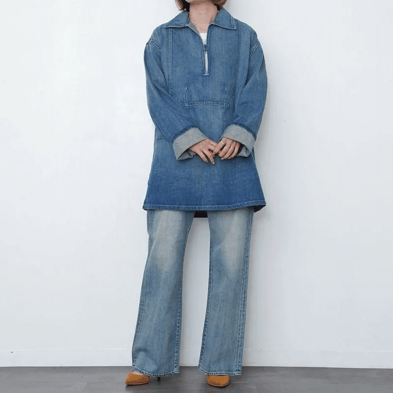 AURALEE】SELVEDGE FADED LIGHT DENIM P/O SHIRT ｜THIRTY' THIRTY'