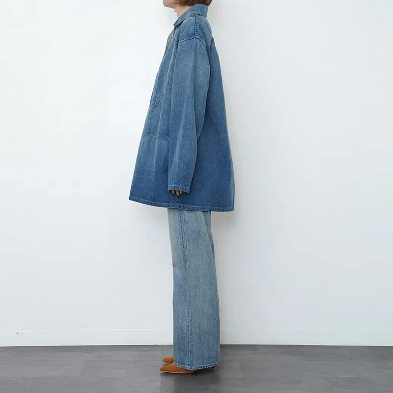 AURALEE】SELVEDGE FADED LIGHT DENIM P/O SHIRT ｜THIRTY' THIRTY'