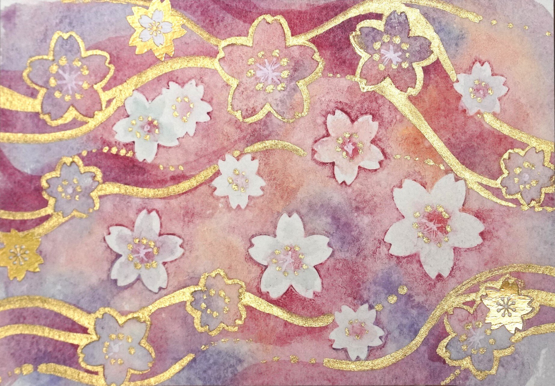 無料】ダイソーのシールを使った桜の水彩イラスト配布(2025/03/28