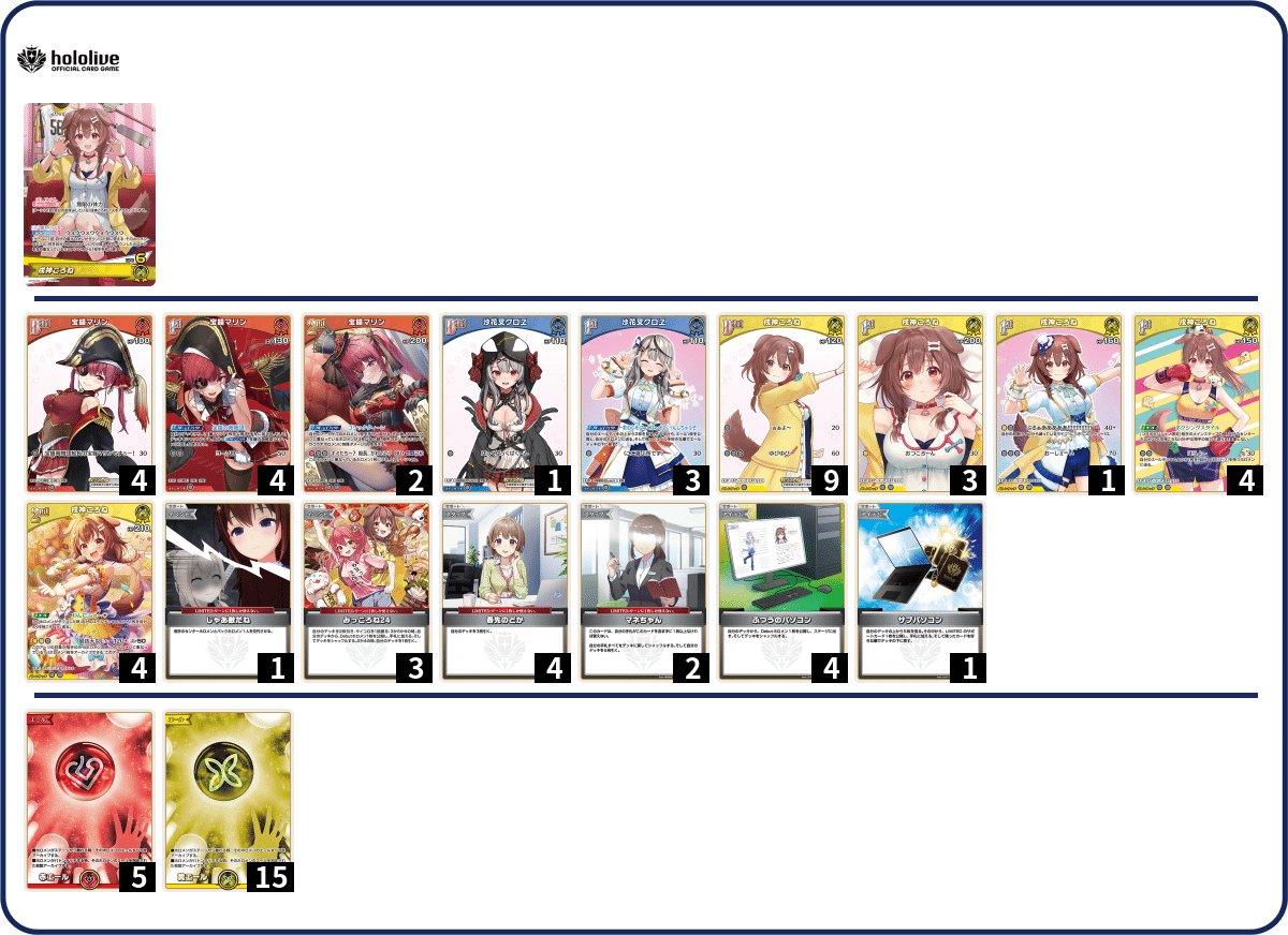 【デッキ50枚＋OSR＋調整用4コン】戌神ころね　デッキ　ホロカ デッキ50枚＋OSR＋調整用4コン】戌神ころね デッキ ホロカ デッキ50