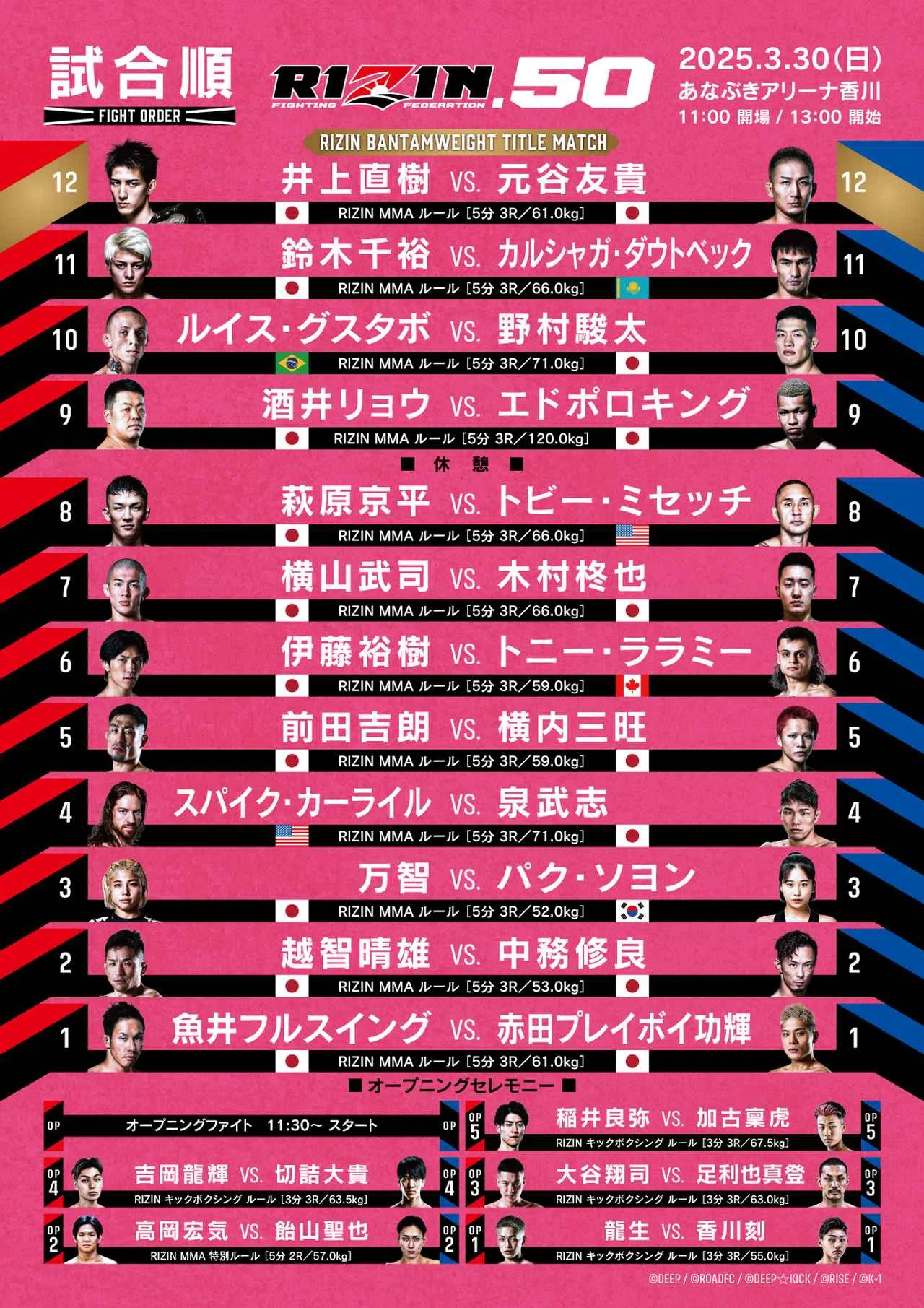256 RIZIN.50 全選手入場曲・煽りV使用曲｜ムッシュ monsieur