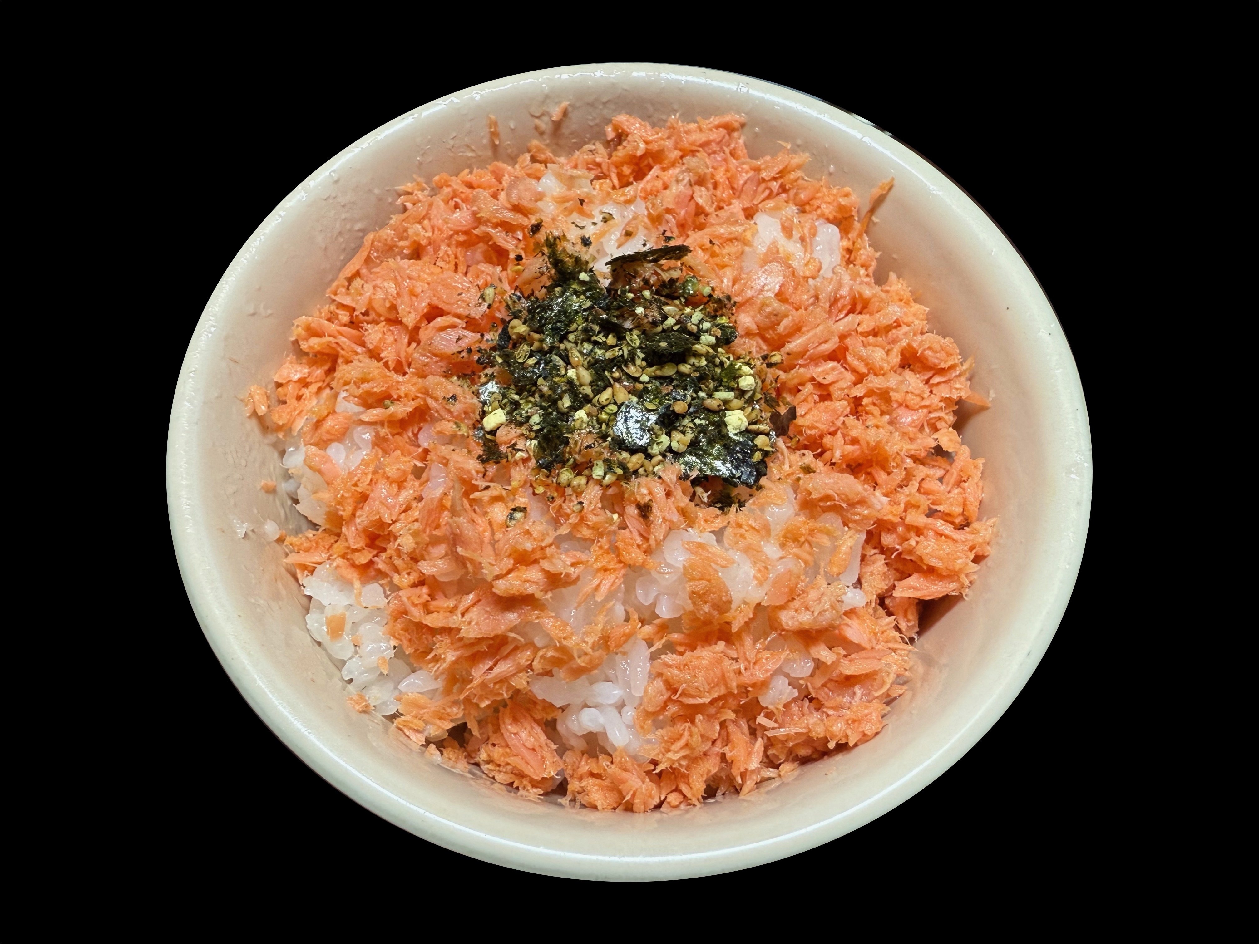 ザ・夜食 魚沼産コシヒカリ白ご飯＋鮭フレーク＋ふりかけ＋炒め物